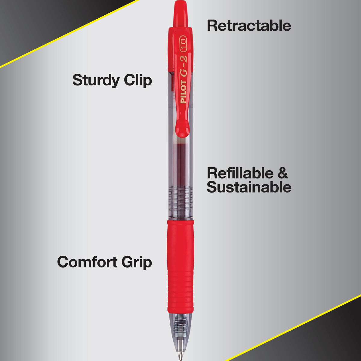 PILOT G2 Premium Gel Roller Pens, Bold Point 1 mm, Red Pens, Pack of 12