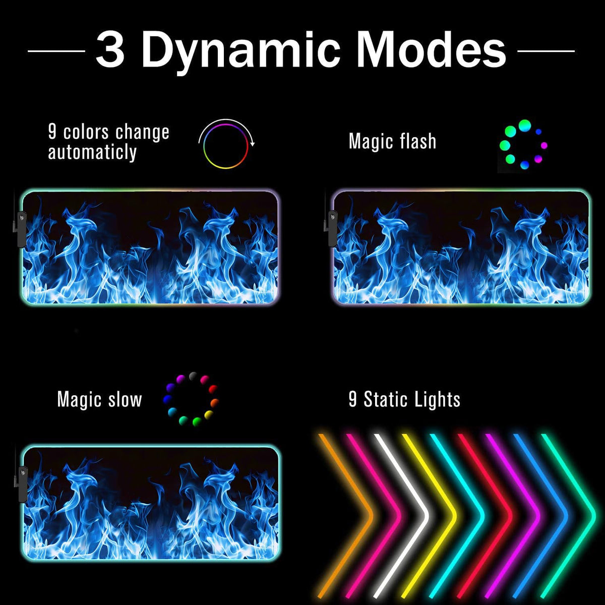 RGB Gaming Mouse Pad with Coffee Coaster, XXL Large Glowing LED Mousepad, Anti-Slip Rubber Base