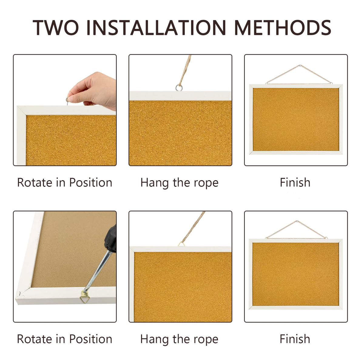 Cork Bulletin Board, 15.7 X 12 Inches Rectangle White Oak Wood Finish Frame for Office Home and