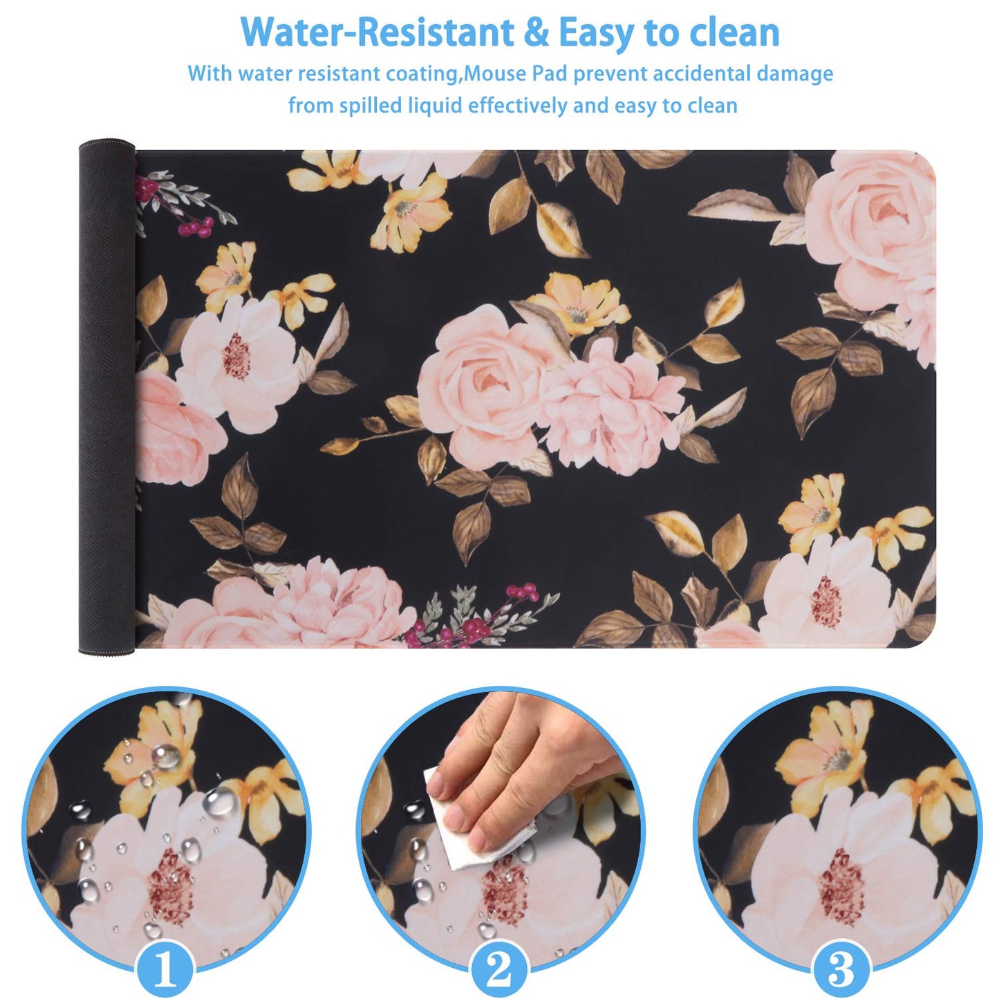 iCasso Extended Gaming Mouse Pad,XXL Desk Pad,Peony