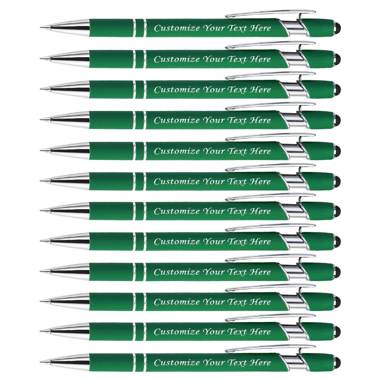 Personalized Pens with Stylus Tip, Custom Engraving Pens 12PCS, Soft Touch Ballpoint Pen, Printed