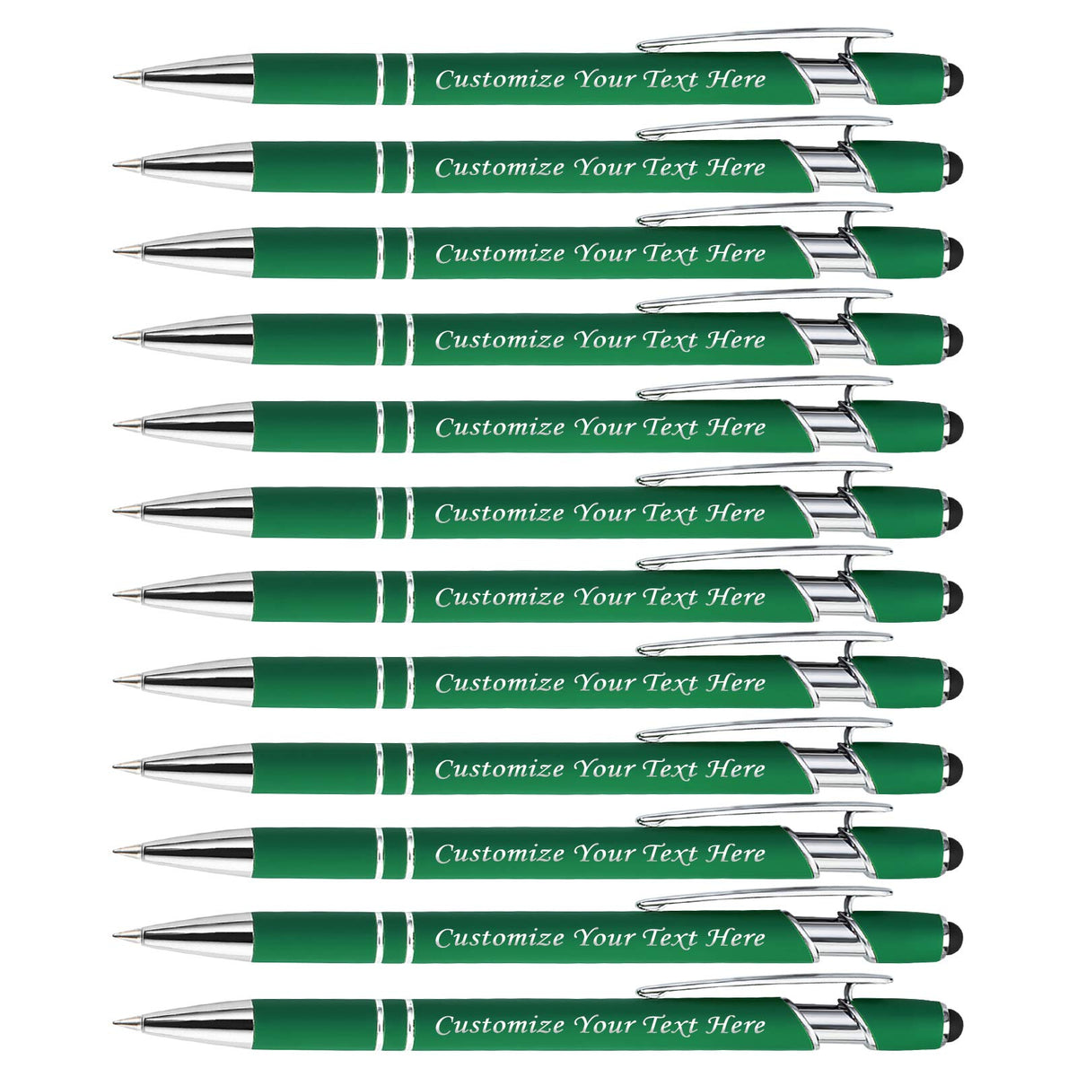 Personalized Pens with Stylus Tip, Custom Engraving Pens 12PCS, Soft Touch Ballpoint Pen, Printed