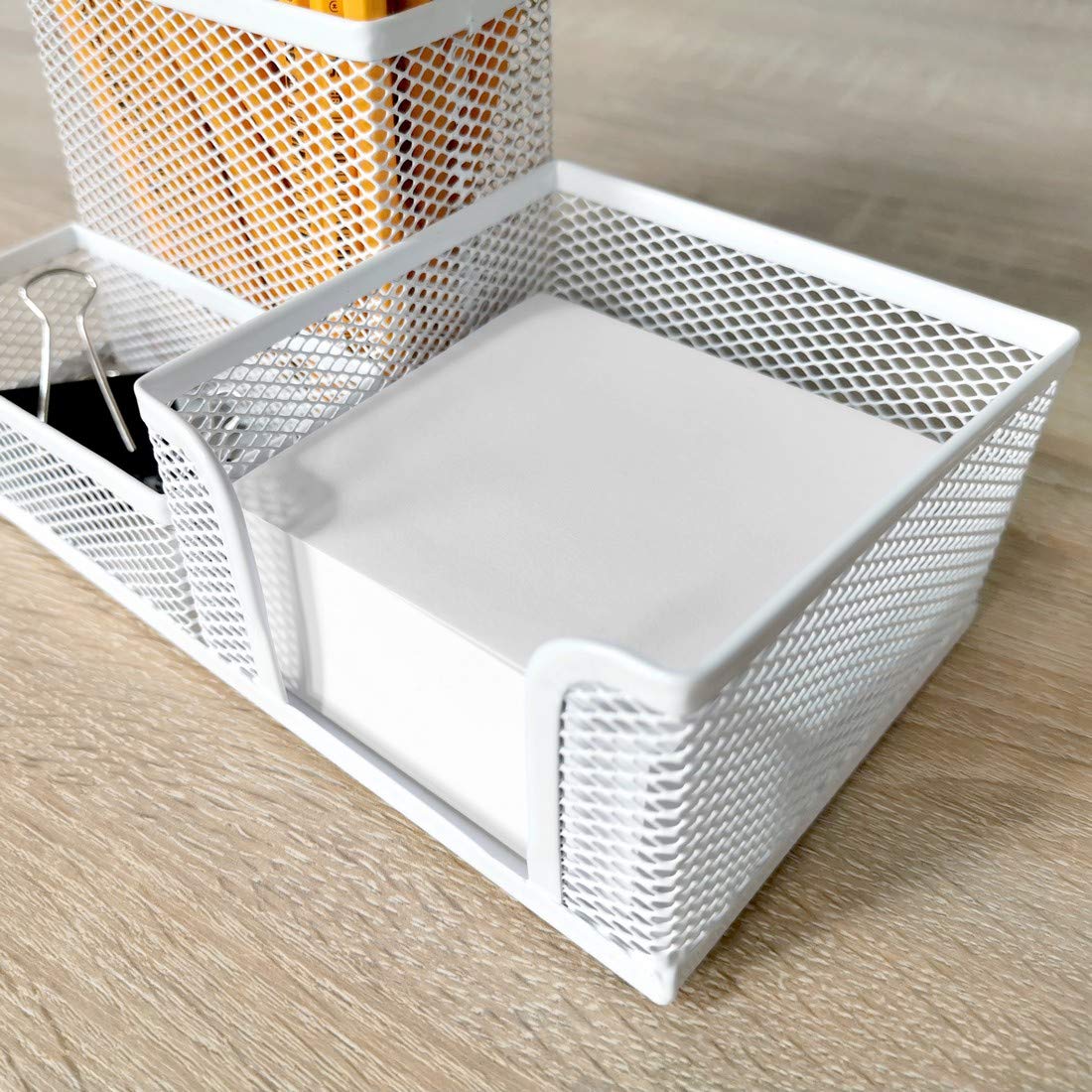 Leviatan Desk Organiser, Office Tray with Pen Holder and Memo Holder, Metal Mesh 205 x 103 x 98 mm