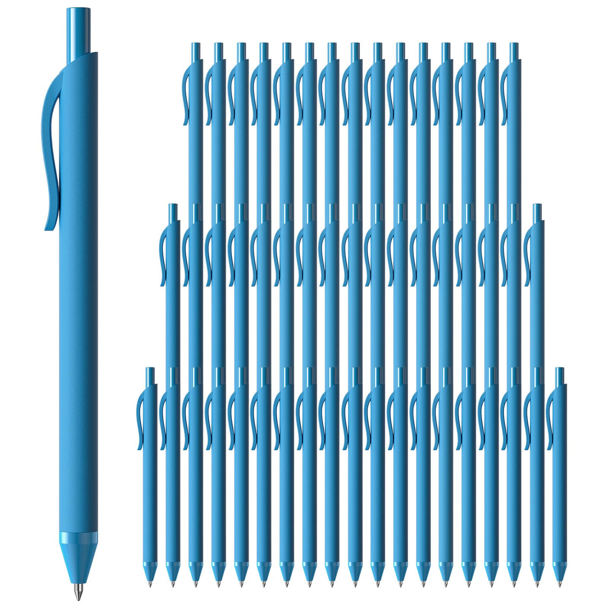 InkSlick Blue Ink Pens Bulk 50 Pack 1.0mm Ballpoint Pen for Smooth Writing