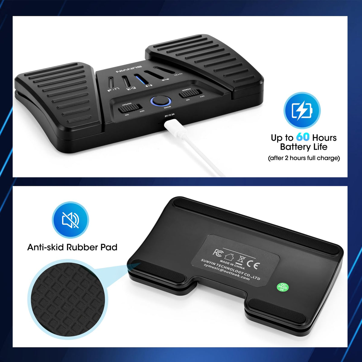 Wireless Page Turner Pedal Buletooth Foot Pedal Music Page Turner for Phones Ipad Tablets Phone