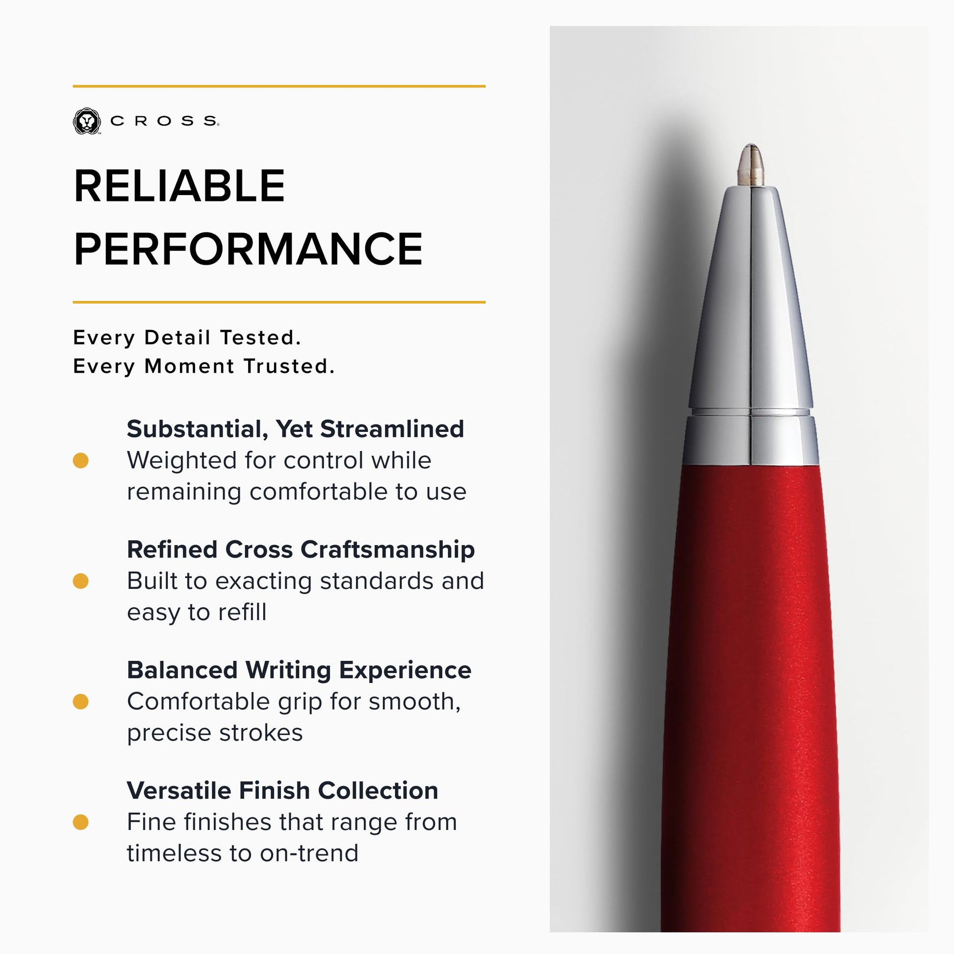 Cross Calais Ballpoint Pen, Matte Metallic Crimson, Medium Point, Black Ink