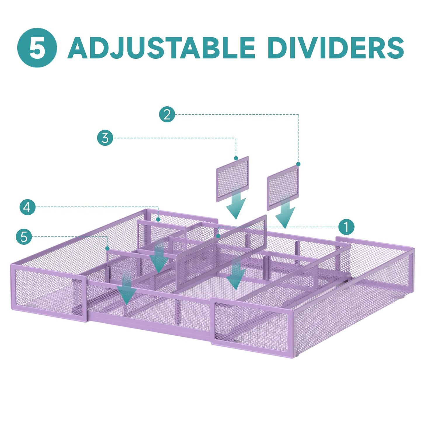 ReePlan Expandable Desk Drawer Organizer, 10 Adjustable Compartment, Purple