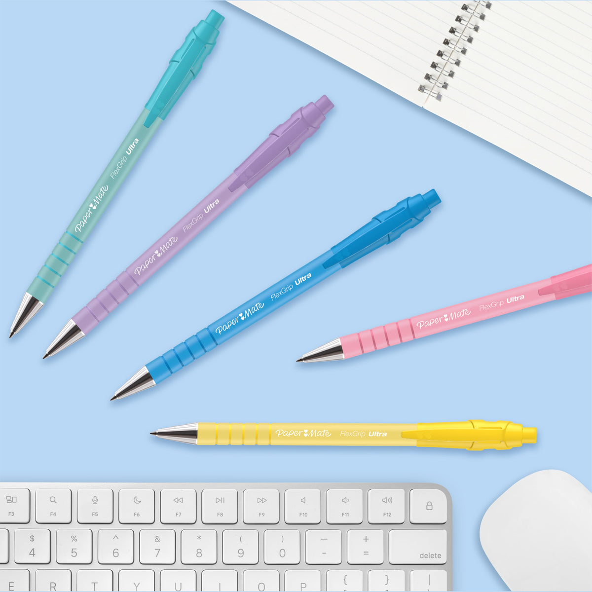 Paper Mate Flexgrip Ultra Pastel Ballpoint Pens | Medium Point (1.0mm) | Black Ink | Pastel Barrels
