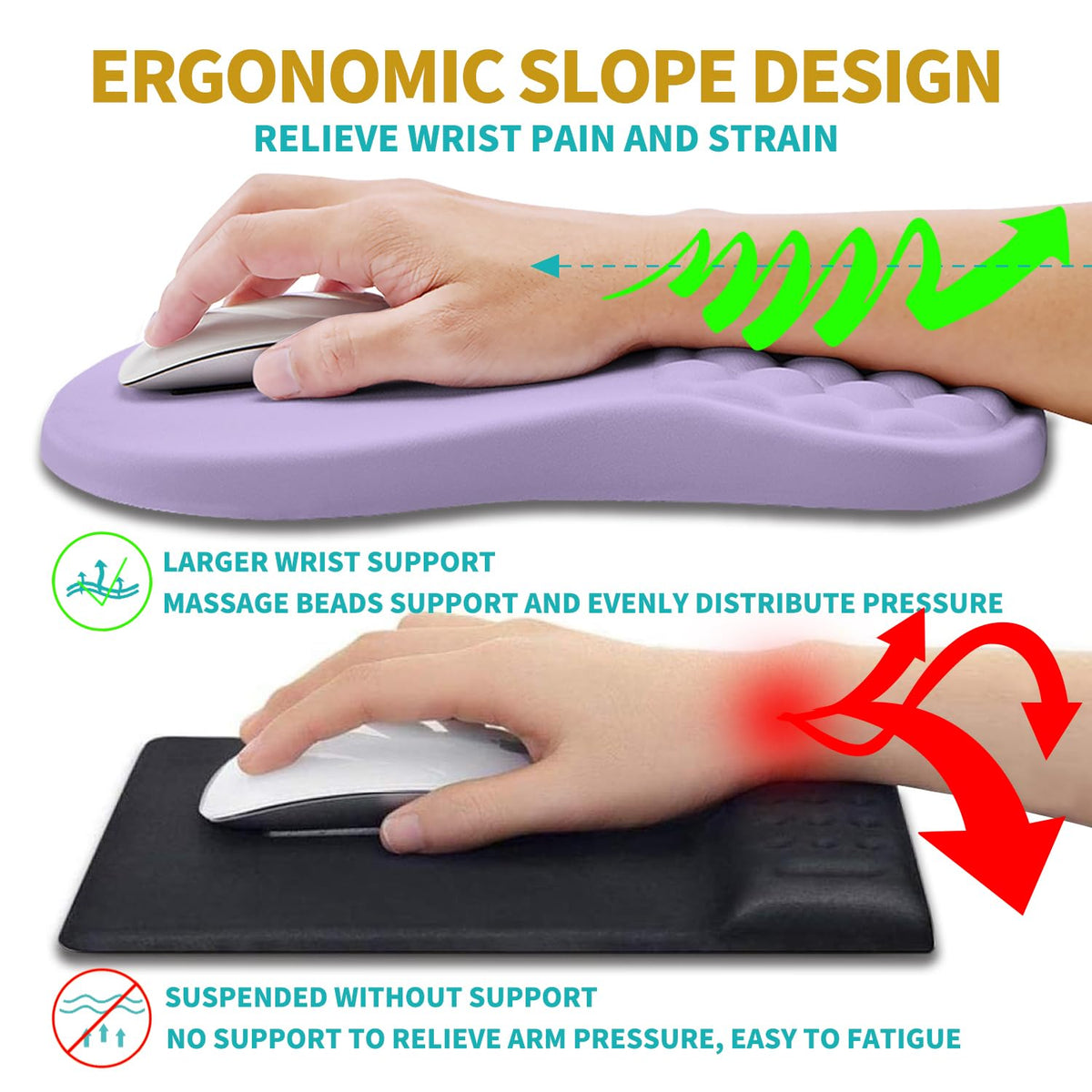 Hokafenle 2 in 1 Ergonomic Mouse Pad Wrist Support & Wrist Rest for Computer Keyboard Set, with