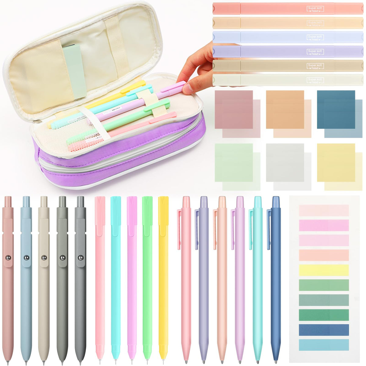Lincia 30 Pcs Aesthetic School Supplies for Stationary Essentials, Purple