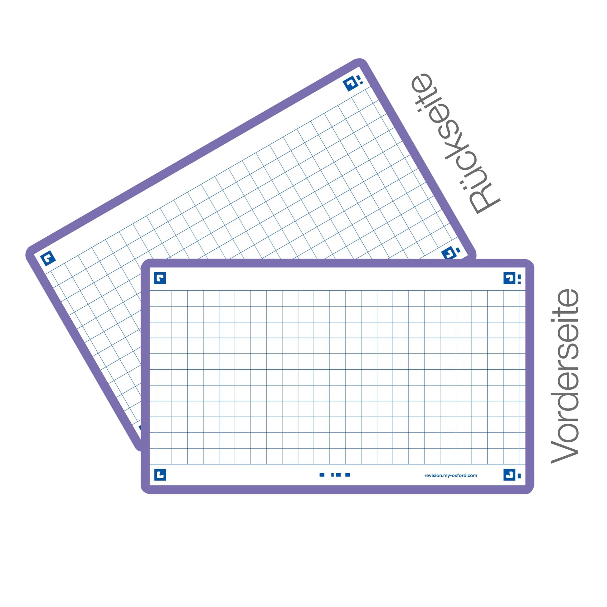 Oxford Flash 2.0 Pack of 80 Flash Cards Size 7/5 x 12.5 cm Small Squares on Both Sides - Navy Blue