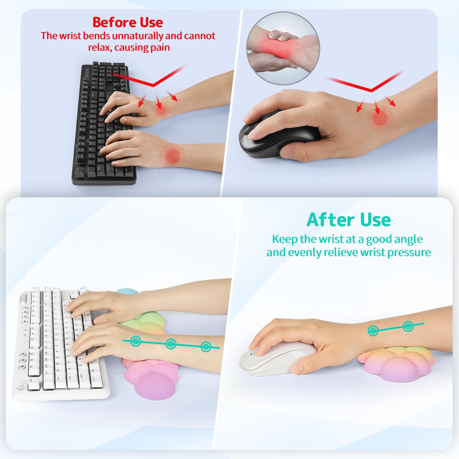 Sushret Cloud Wrist Rest Keyboard,Cloud Keyboard Wrist Pad,Rainbow Gradient