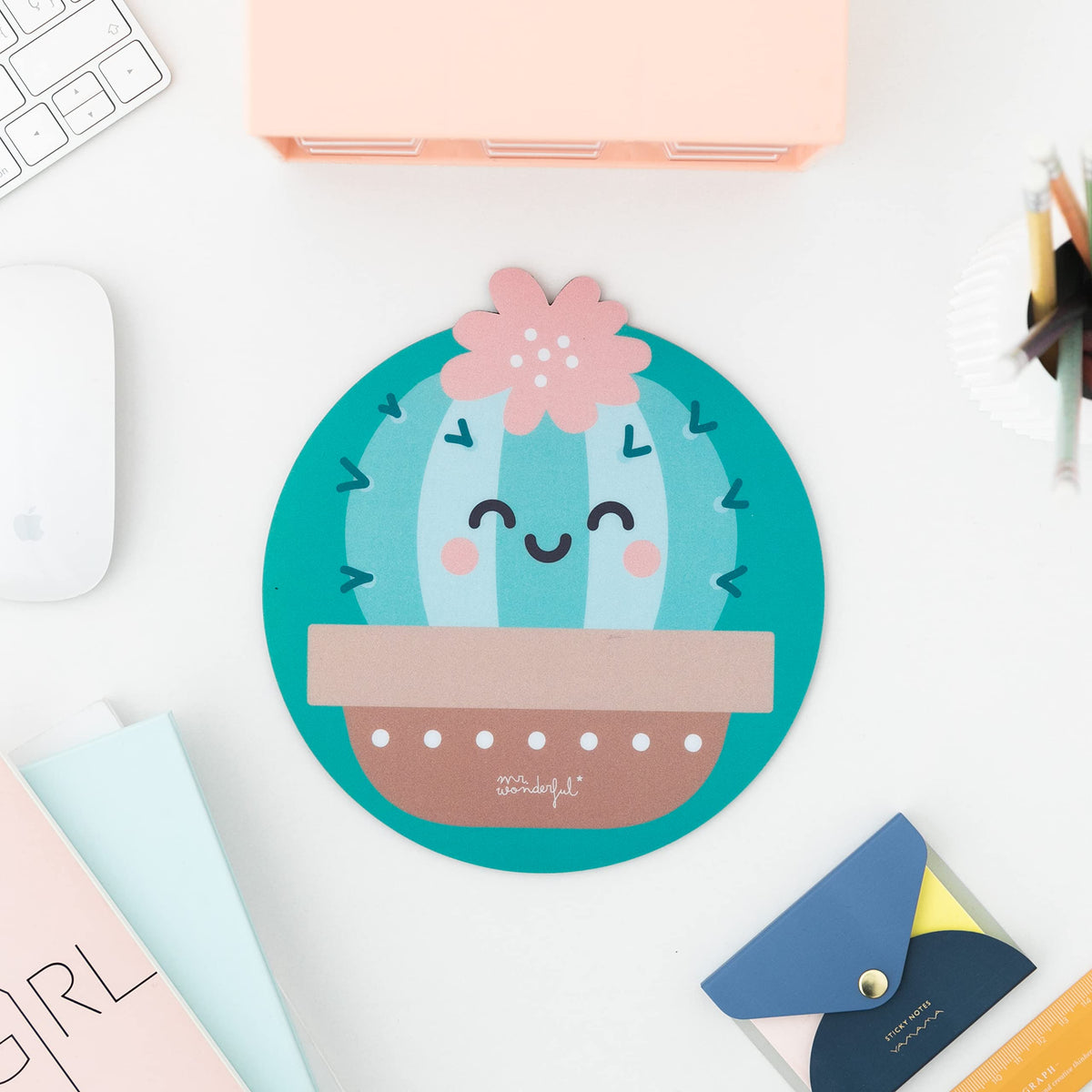 Mr Wonderful Round Mouse Pad, Extra Fine Fibre Mouse Mat for Girls, Non-Slip Children's Mat and