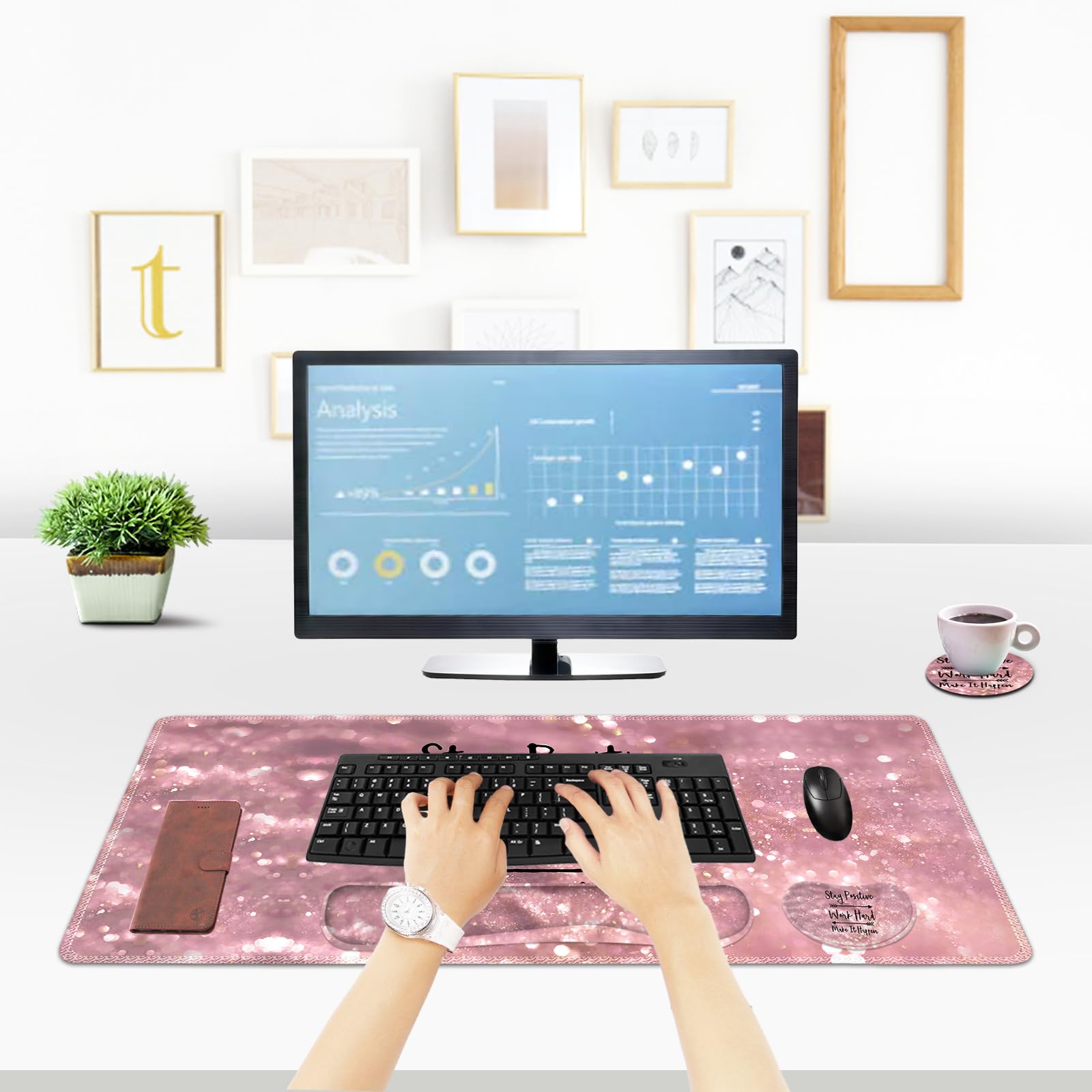 ToLuLu Extended Gaming Mouse Pad, Memory Foam Ergonomic Keyboard Mouse Wrist Rest Support Set