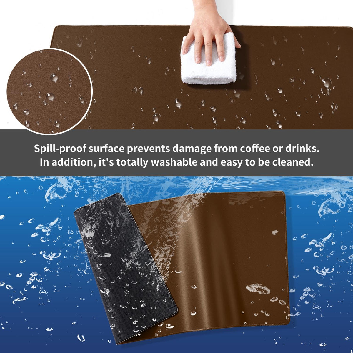 DOBAOJIA Mouse Pad Brown, Mouse and Keyboard Combo Pad XXXXL 39.4” x 19.7”
