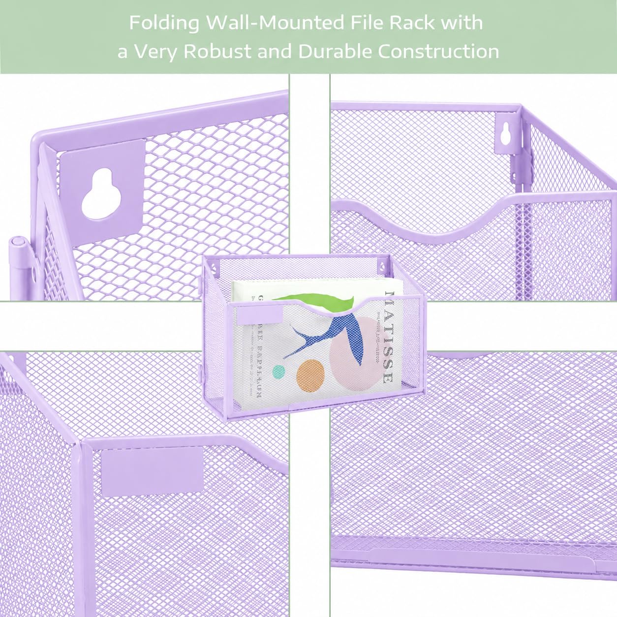 IOUGDSEC 3 Packs 1 Tier A4 Mesh in Tray Hanging Wall File Holder Magazine Document Holder Mail