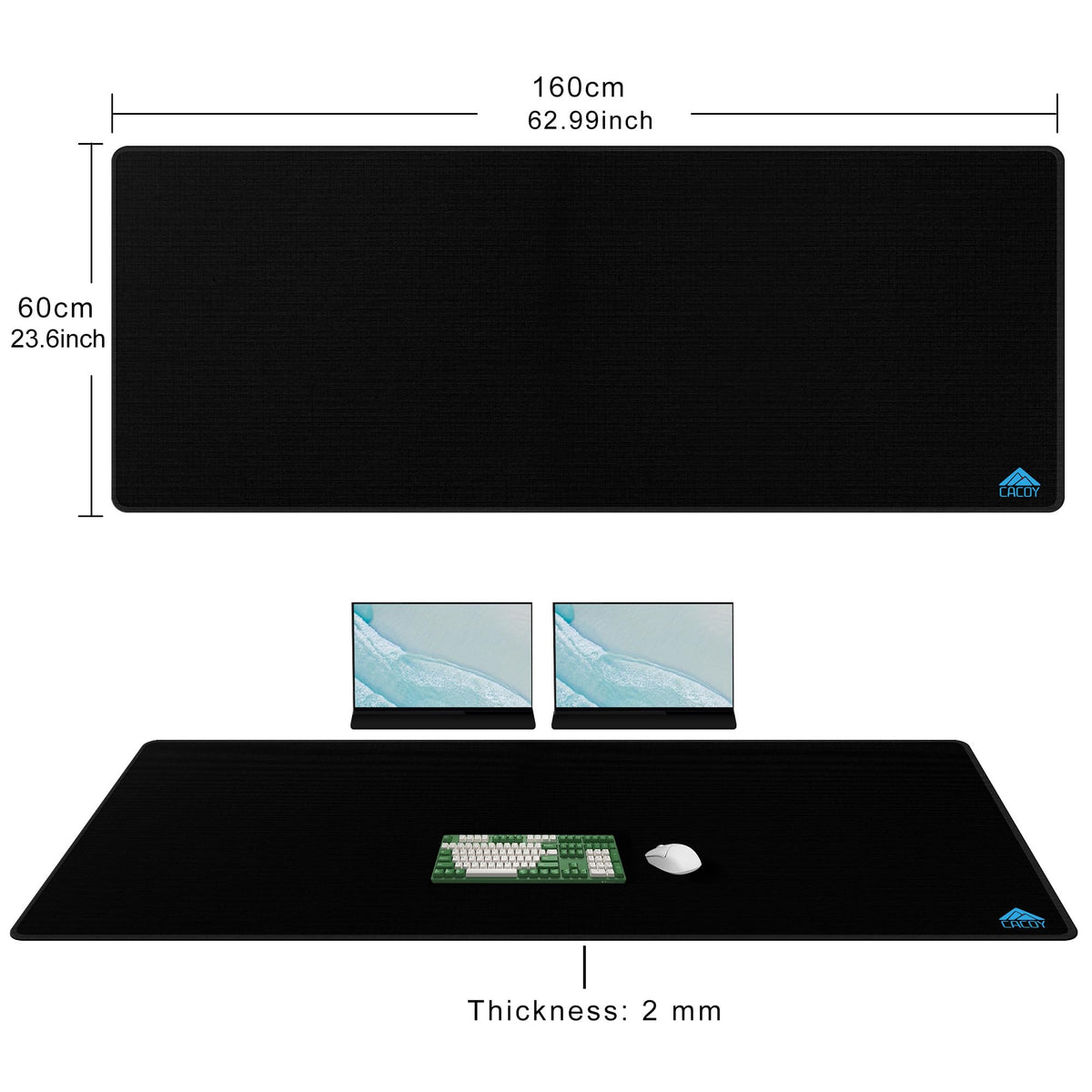 Cacoy 63" x 24" Giant Mouse Pad, Oversized Gaming Computer Mouse Mat, Black