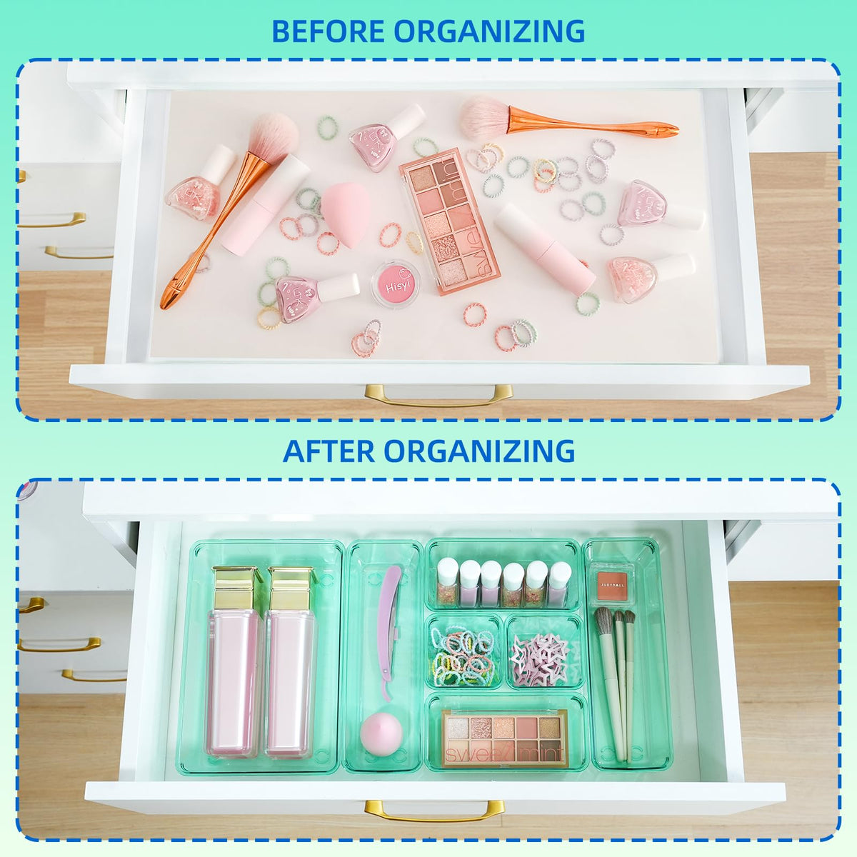 Trotianingyu Kitchen Desk Drawer Organizers Storage for Office, Small Acrylic Vanity Trays Makeup