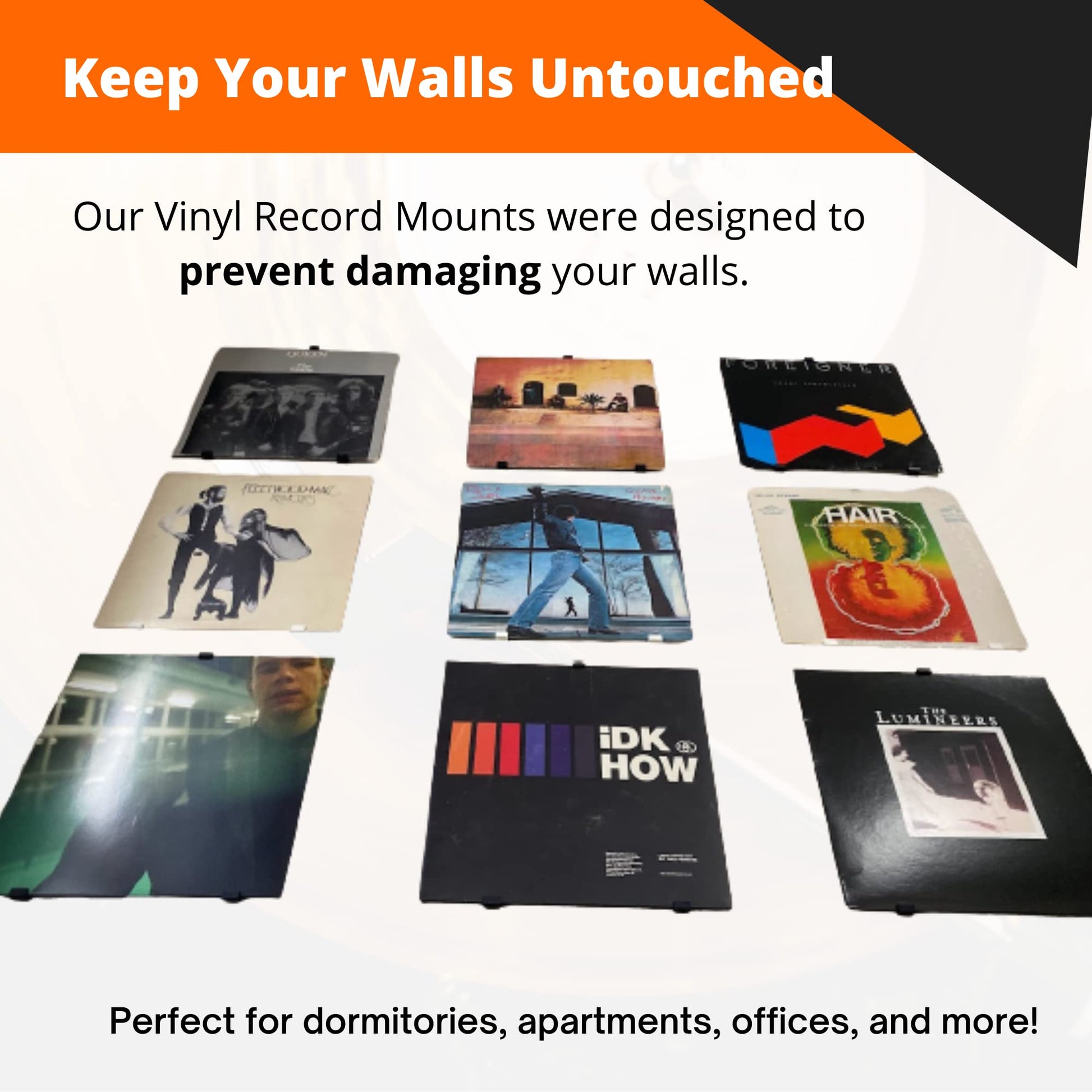 Minimalist Vinyl Record Album Wall Mount Display-10 Pack| No Wall Damage so Perfect for Apartments