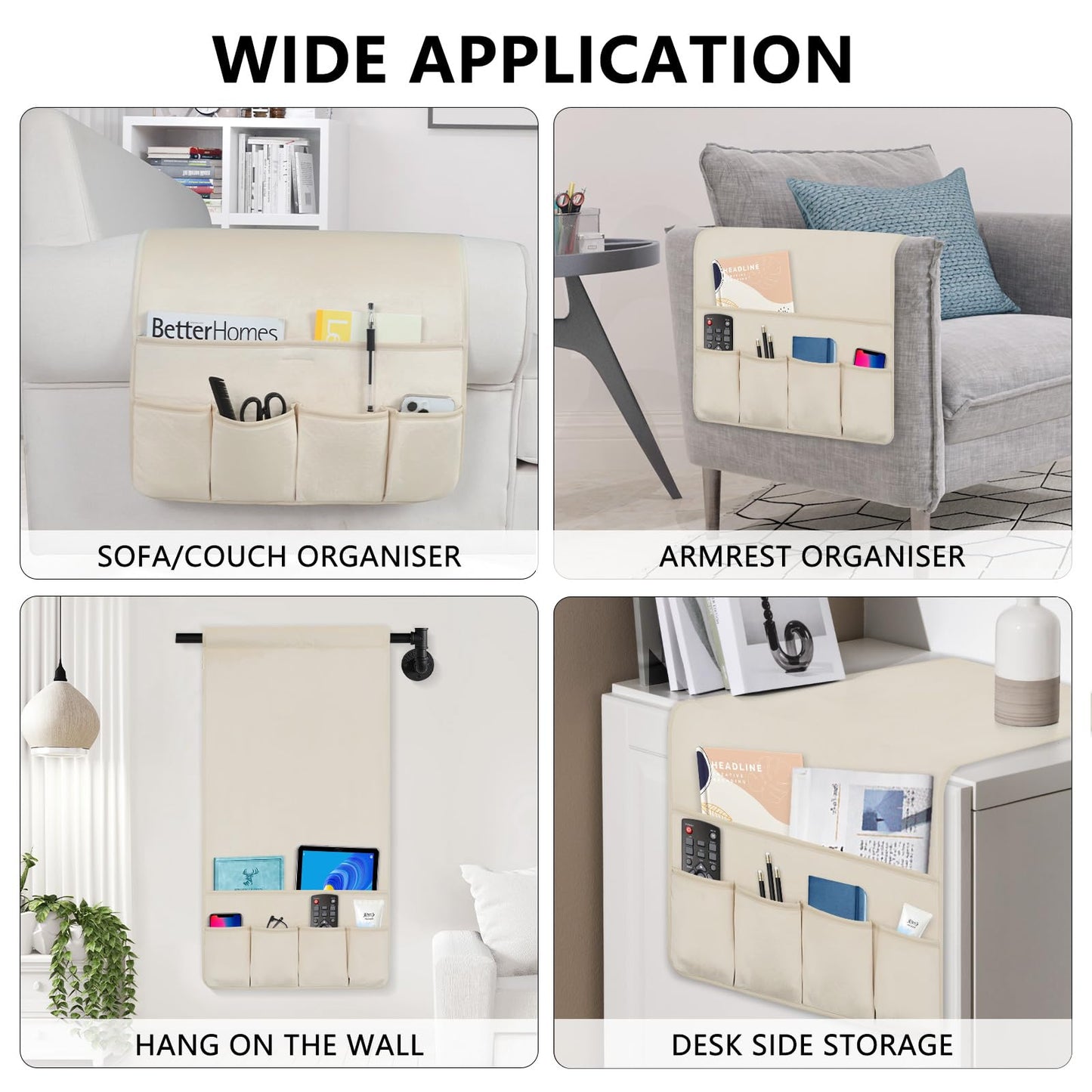 Remote Control Holder for Armchair Caddy, Remote Holder with 5 Pockets