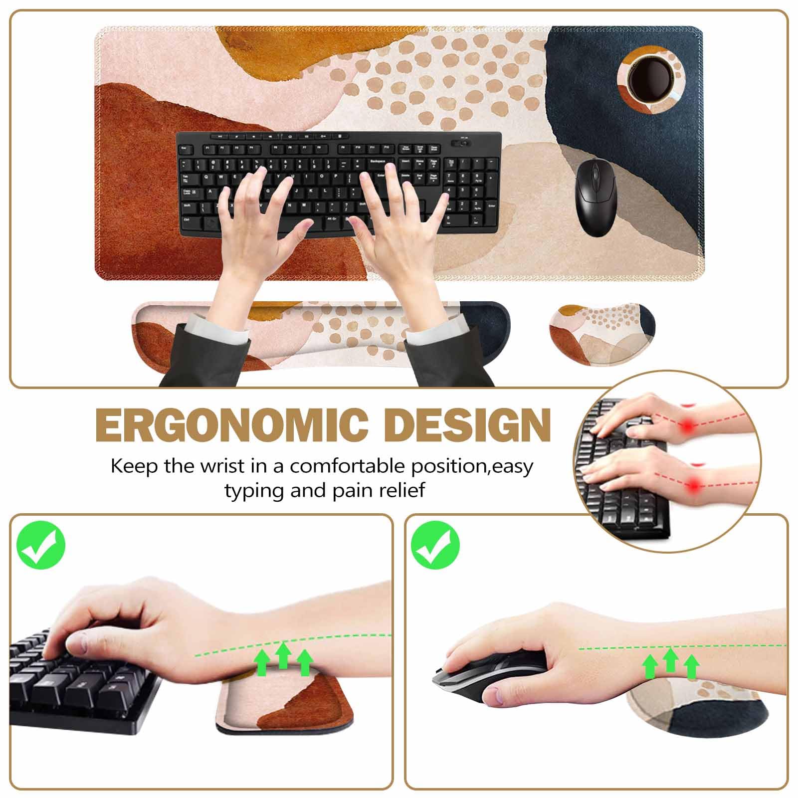 ToLuLu Extended Gaming Mouse Pad, Memory Foam Ergonomic Keyboard Mouse Wrist Rest Support Set