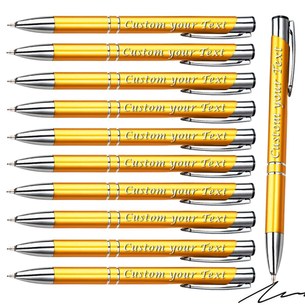 AOK 50PACK Personalized Pens Custom Black writing - Metal Name pens - Laser Engraved with Your Text