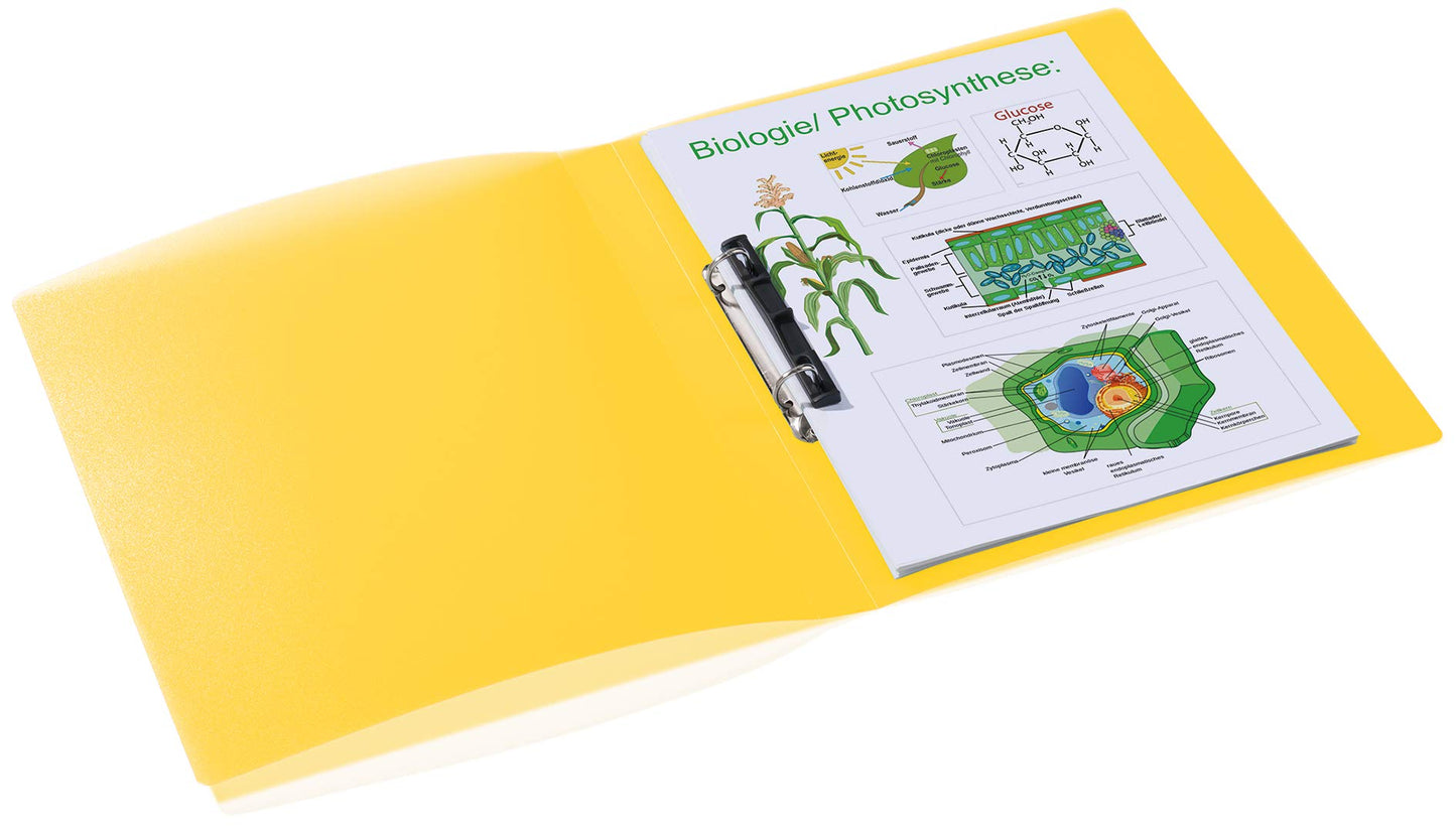 HERMA Ring Binder Translucent in Yellow, A4, 25 mm Spine, Slim 2-Ring Binder Made of Plastic