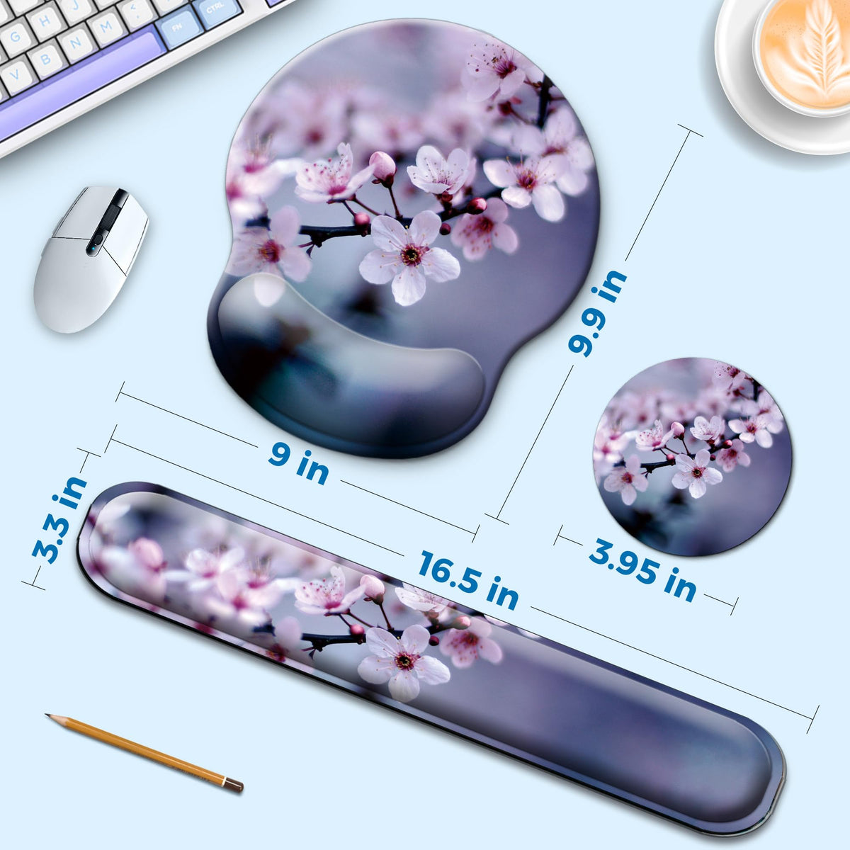 Wiabsi Mouse Pad and Keyboard Wrist Rest Support,Ergonomic Mouse Pad Set
