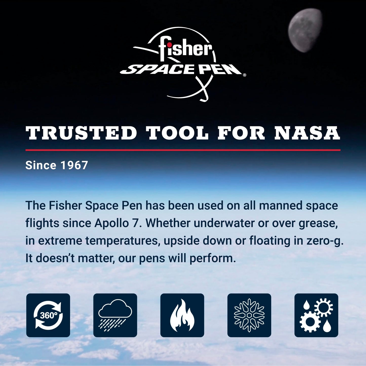 Fisher Space Pen Black Pressurized Ballpoint Clutch Pen, Gift Box