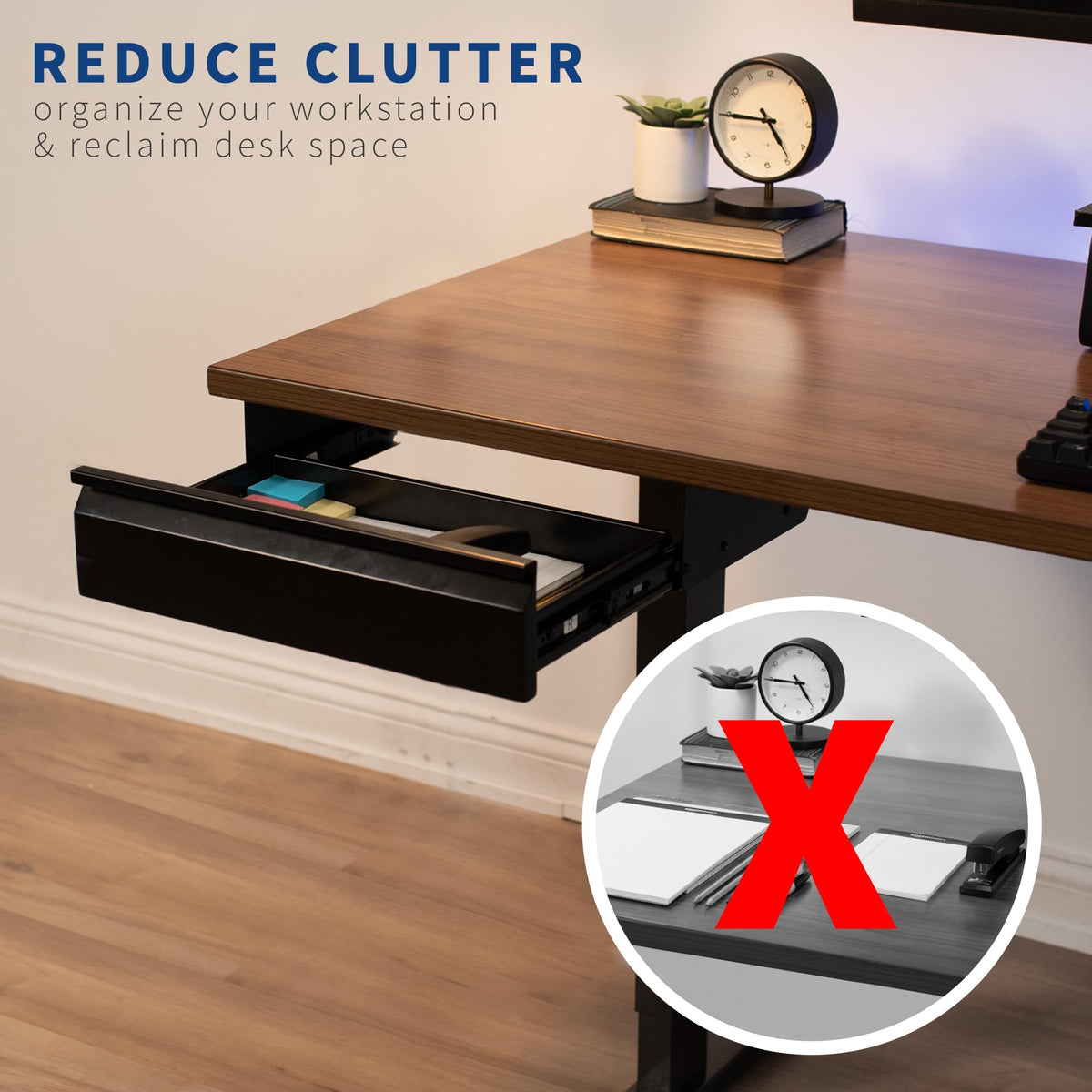 VIVO Black 16 x 9 inch Under Desk Slide Out Drawer, DESK-AC03A-B