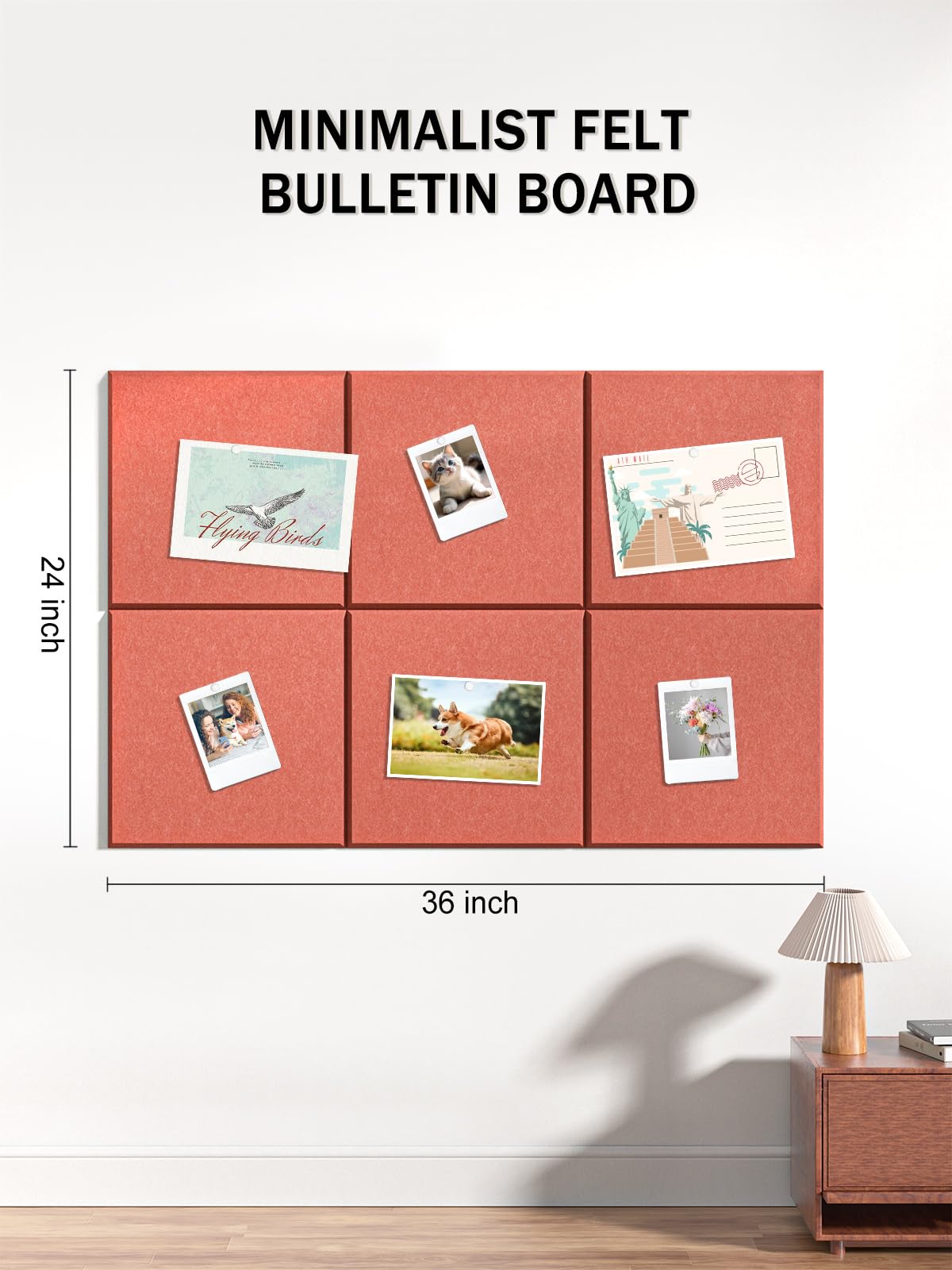 Hsurbtra Large Cork Board for Wall 36 x 24 Inch, 6 Pack Felt Bulletin Notice Board with Pushpins