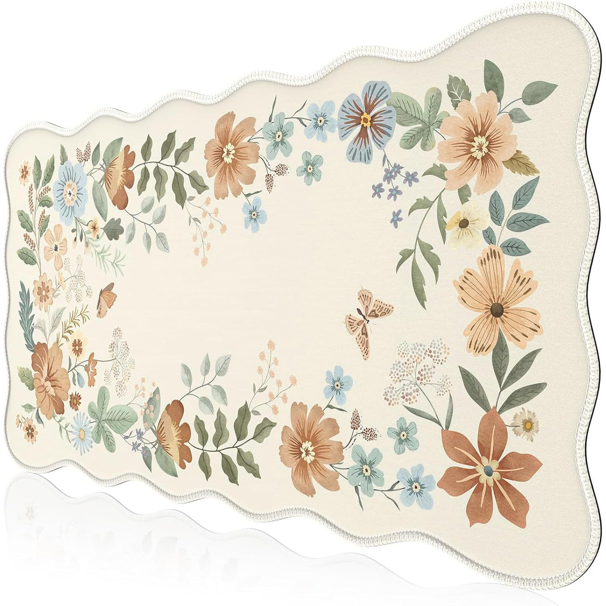 iCasso Desk Mat, Scalloped Desk Matt for Desktop, Cute XXL Large Mouse Pad, Anti-Slip Big Mousepad