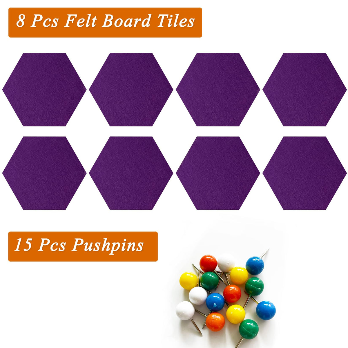 HULAVO 8 Pcs Hexagon Felt Cork Bulletin Board Tiles, Self Adhesive DIY Bulletin Board Pin Board for