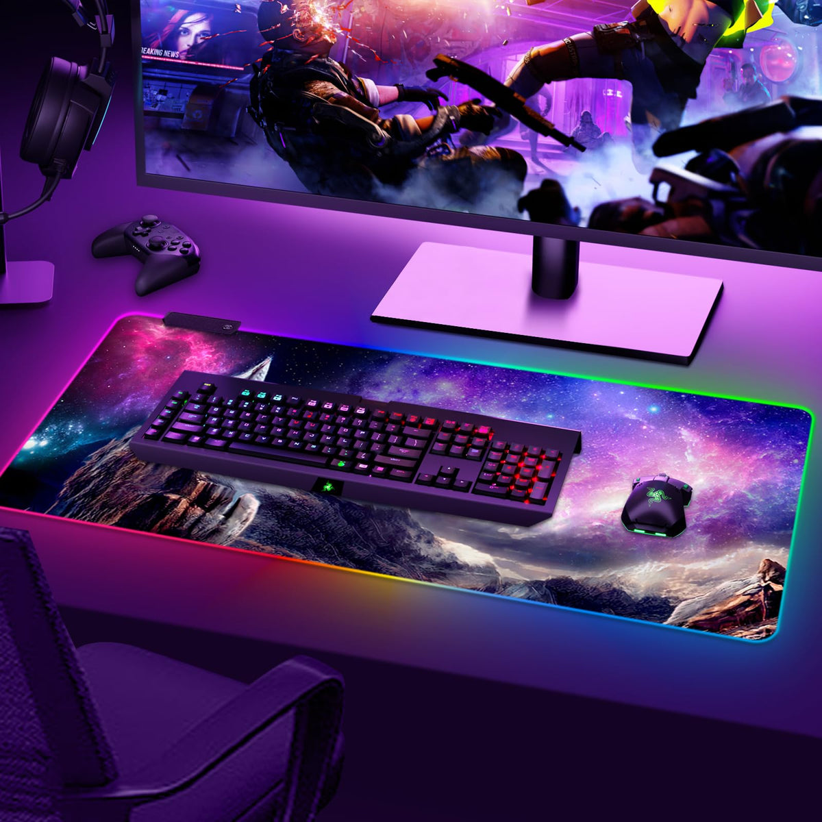 ARTSO RGB Gaming Mouse Pad, Large Extended Soft Led Mouse Pad with 14 Lighting Modes 2 Brightness
