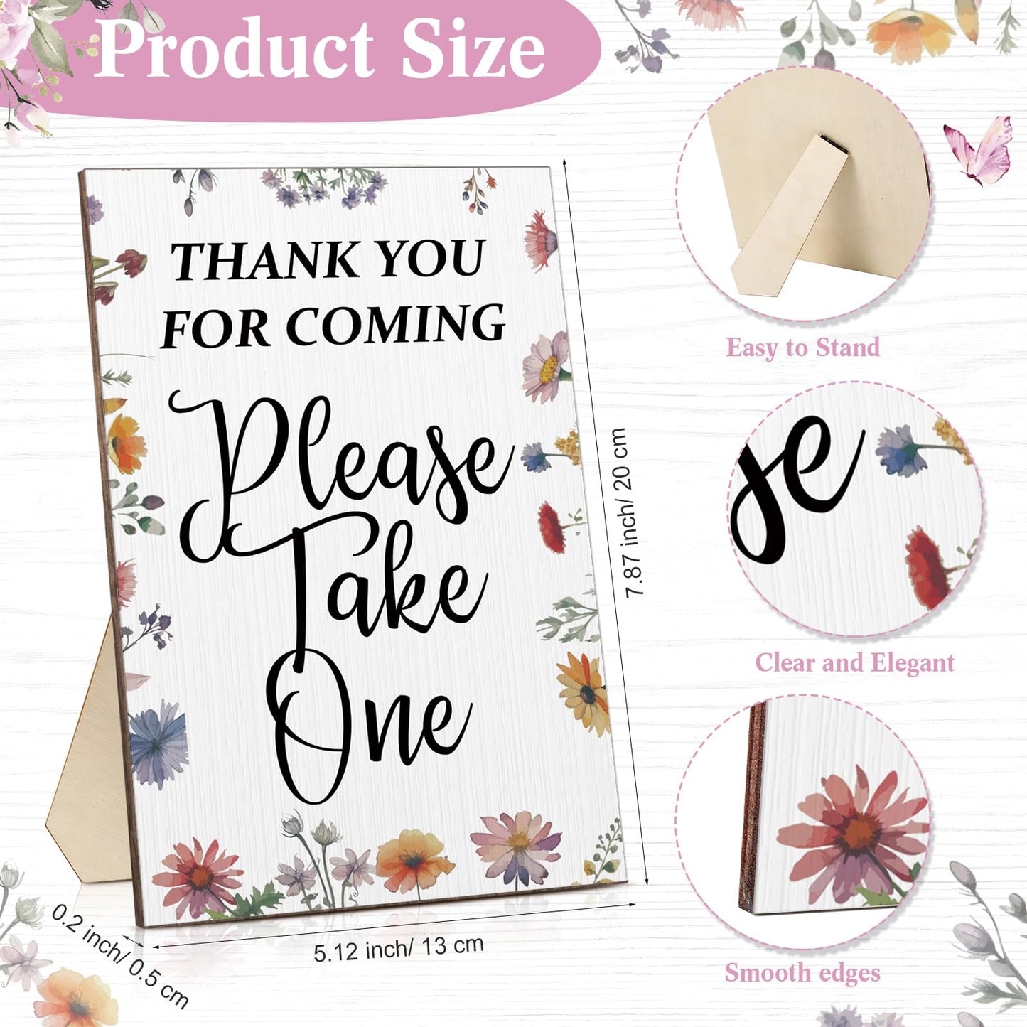 Sintuff 50 Set Baby Shower Party Favors for Guests, Pink, Wild Flower