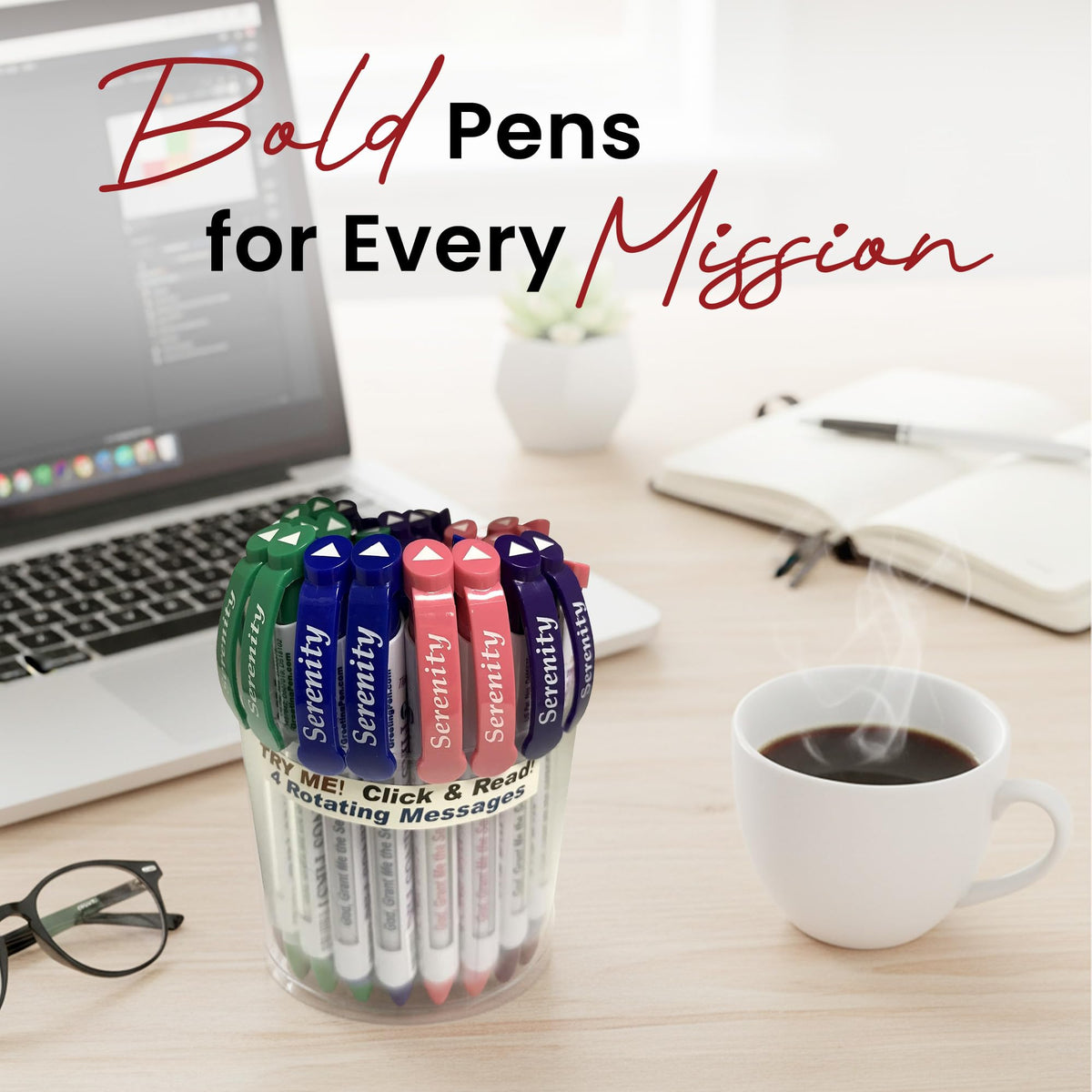 Greeting Pen – Serenity Prayer Rotating Message Pen – Inspirational Christian pen with 4 Uplifting