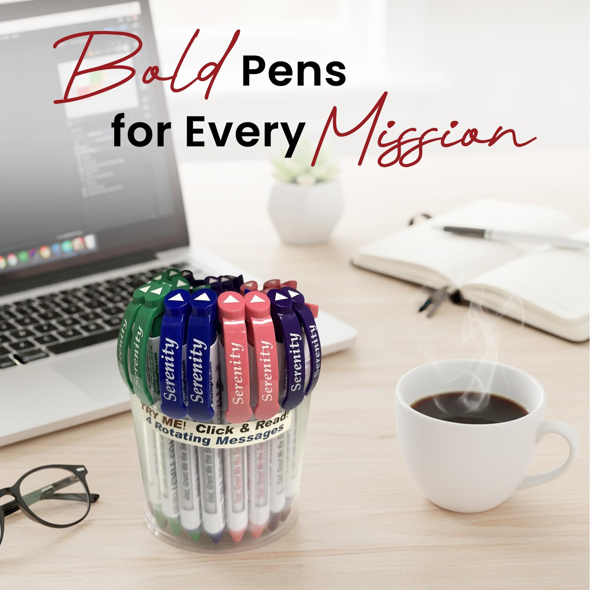 Greeting Pen – Serenity Prayer Rotating Message Pen – Inspirational Christian pen with 4 Uplifting