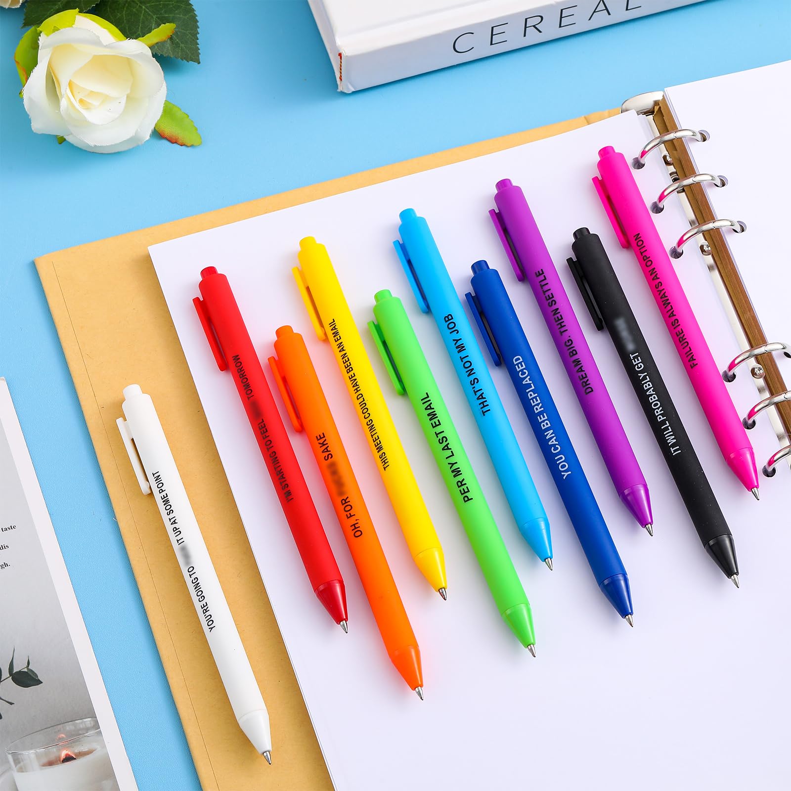 Epakh 50 Pcs Funny Pens Bulk, Motivational, Bright Colors