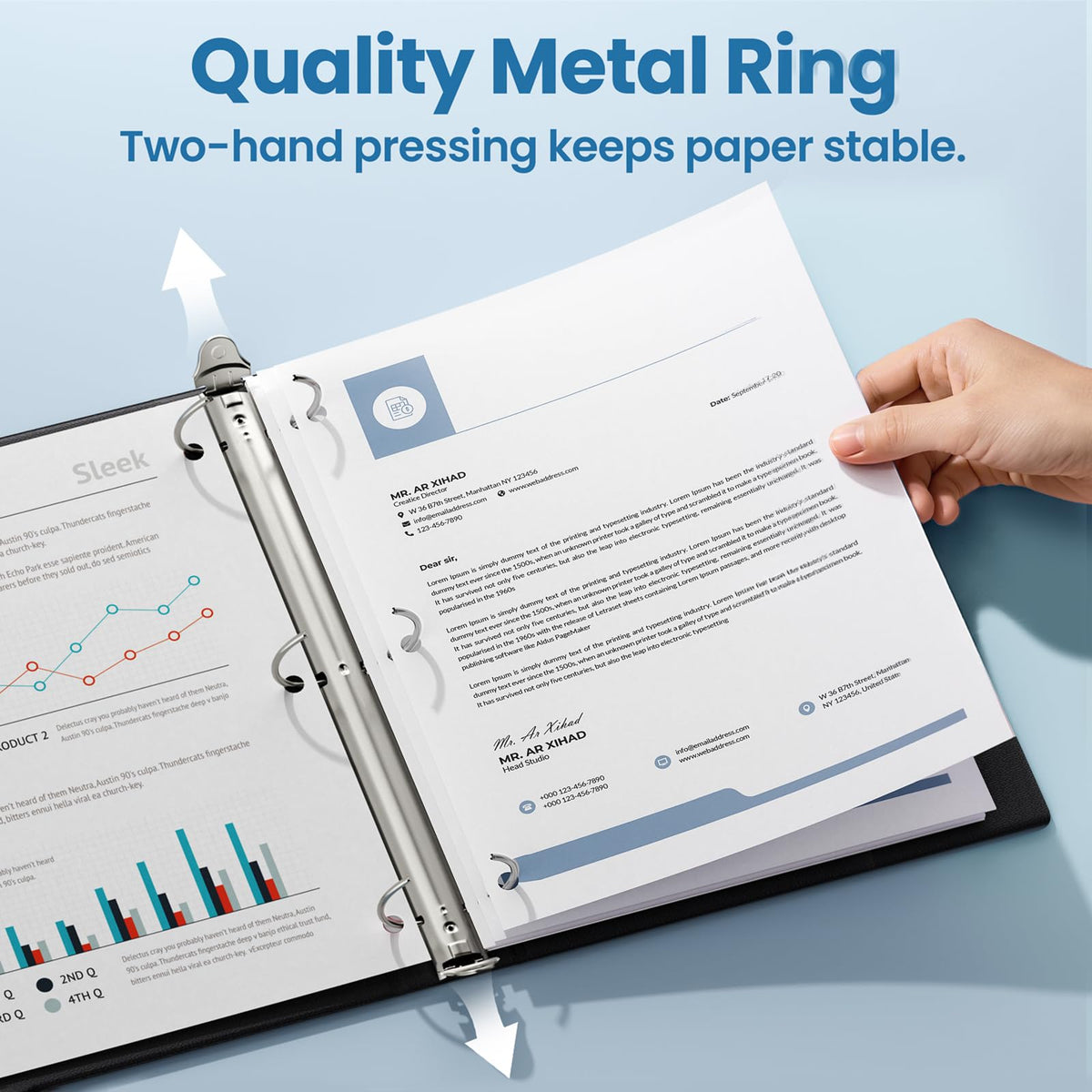 SUNEE 3 Ring Binder 3 Inch 1 Pack, Clear View Binder Three Ring PVC-Free (Fit 8.5x11 Inches) for