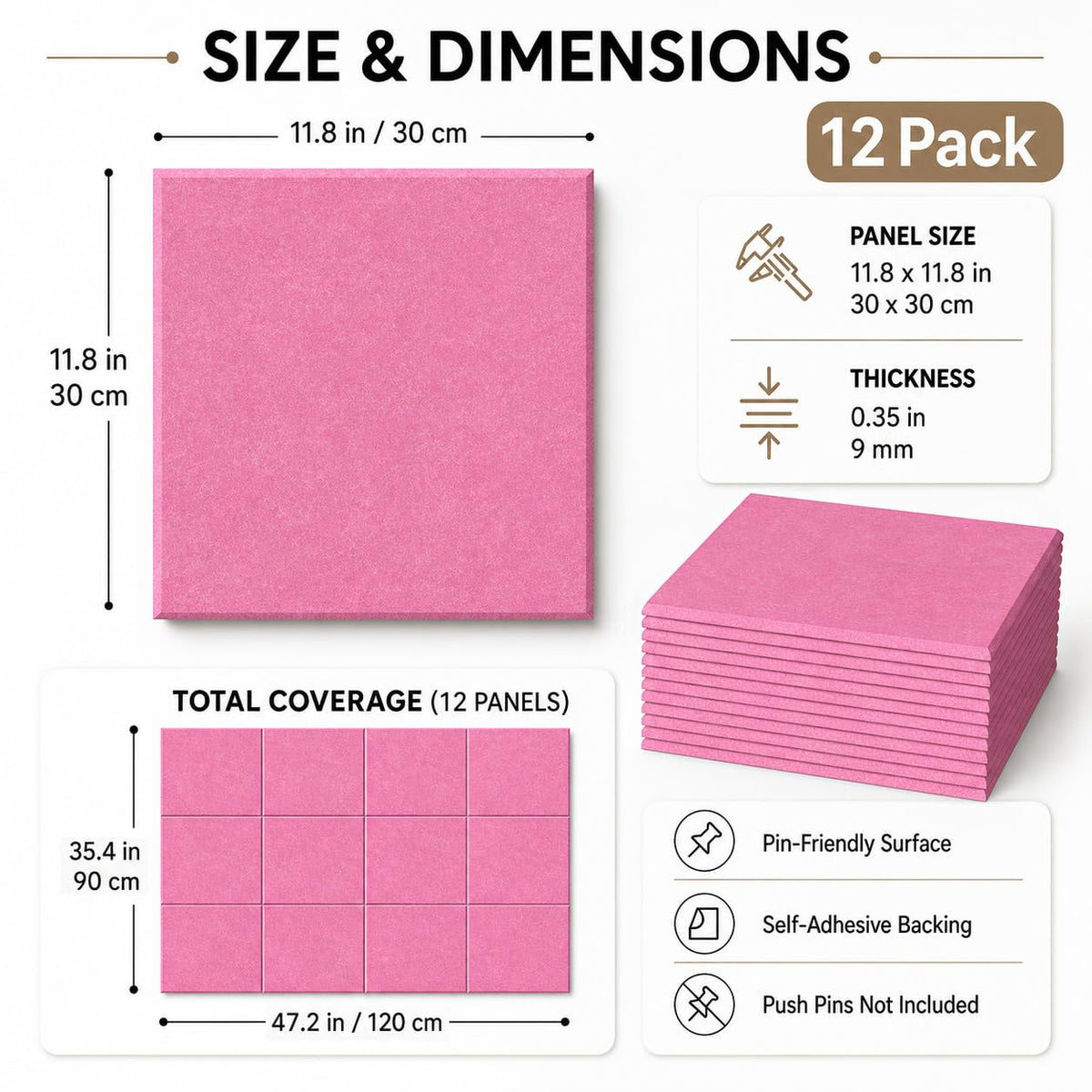 Baysola Felt Bulletin Board Tiles, Cork Board Alternative, 48 x 36 in
