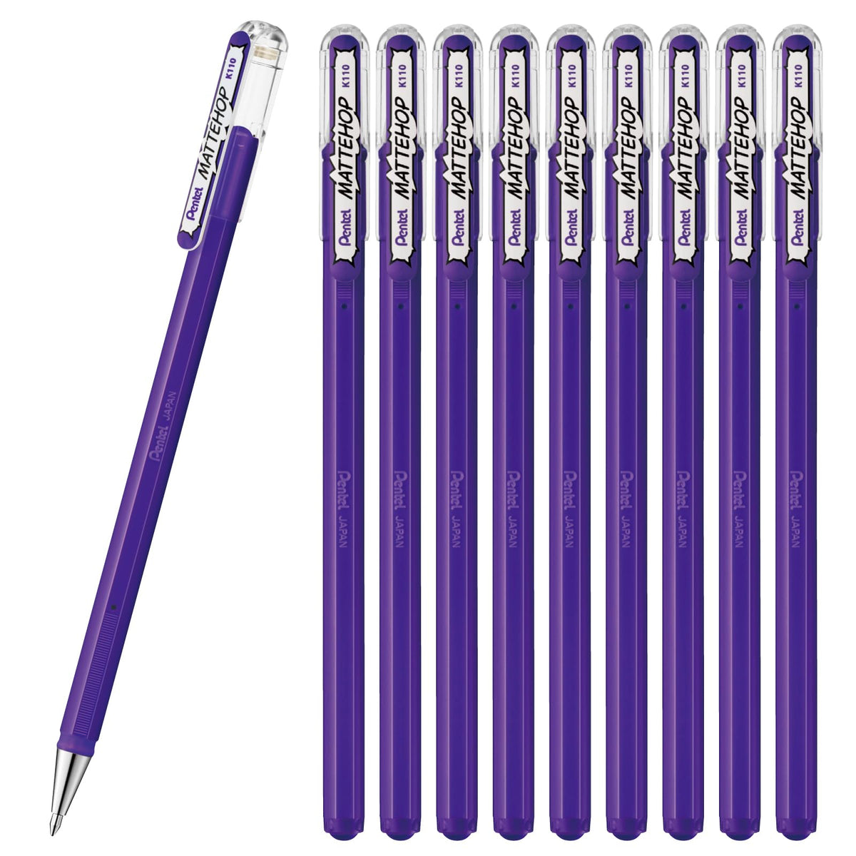 Pentel Matte Hop Violet Color Ballpoint Pen, 10 Count K110-VV