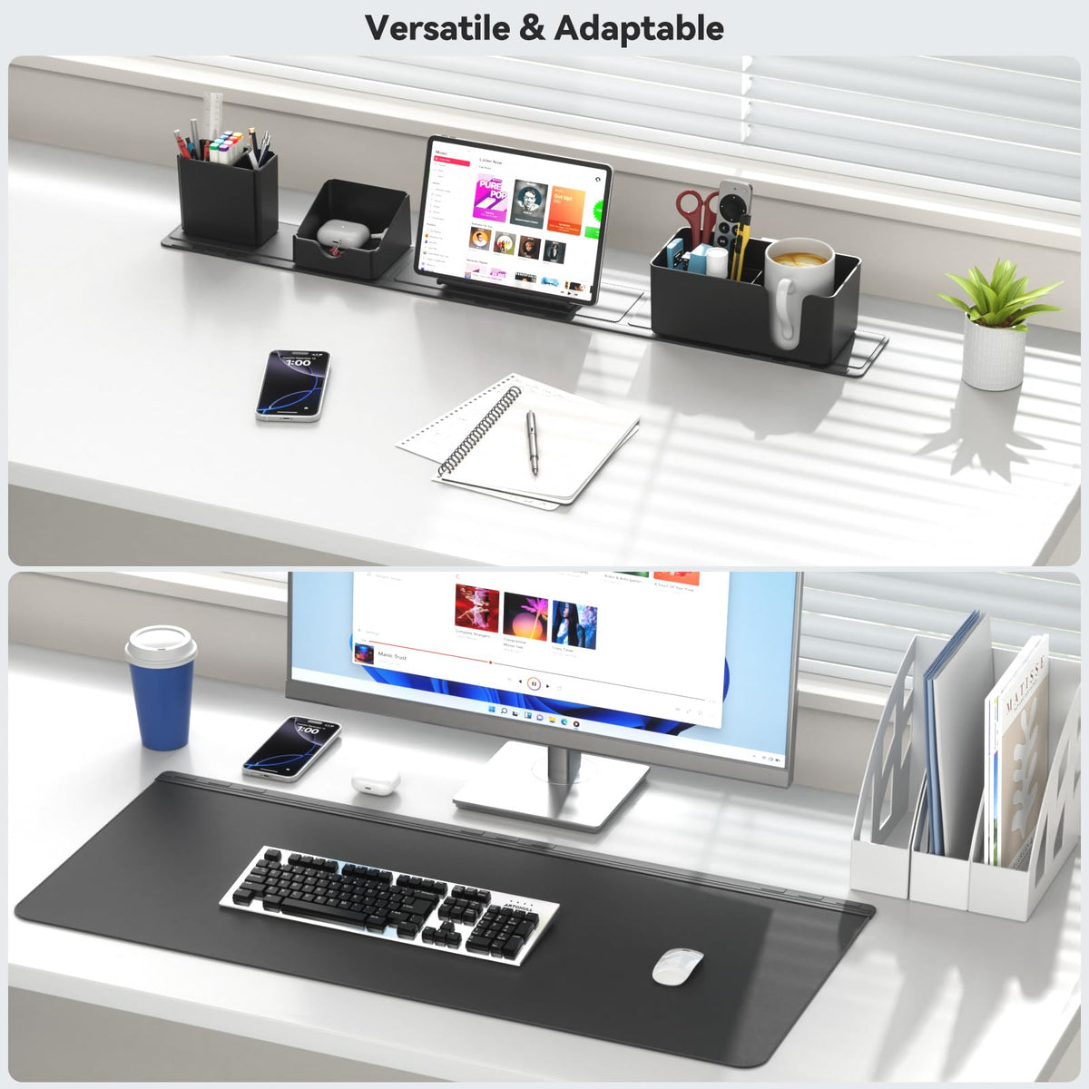 KDD Mouse Pad - Desk Mat with Phone Holder - Gaming Mousepad with Ultra-Smooth Surface, Non-Slip