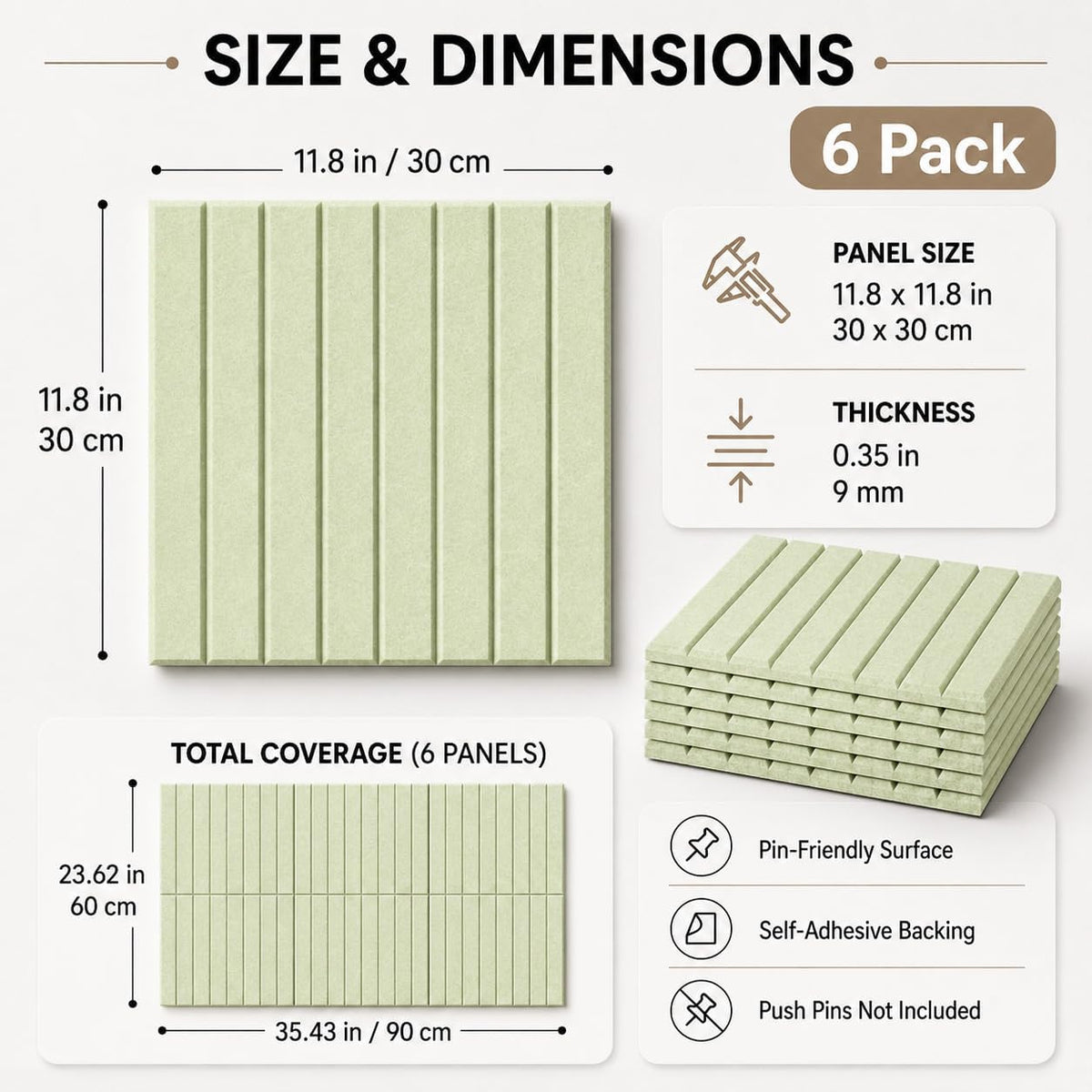 Baysola Stripe Felt Bulletin Board Tiles, Cork Board Alternative 24 x 36in