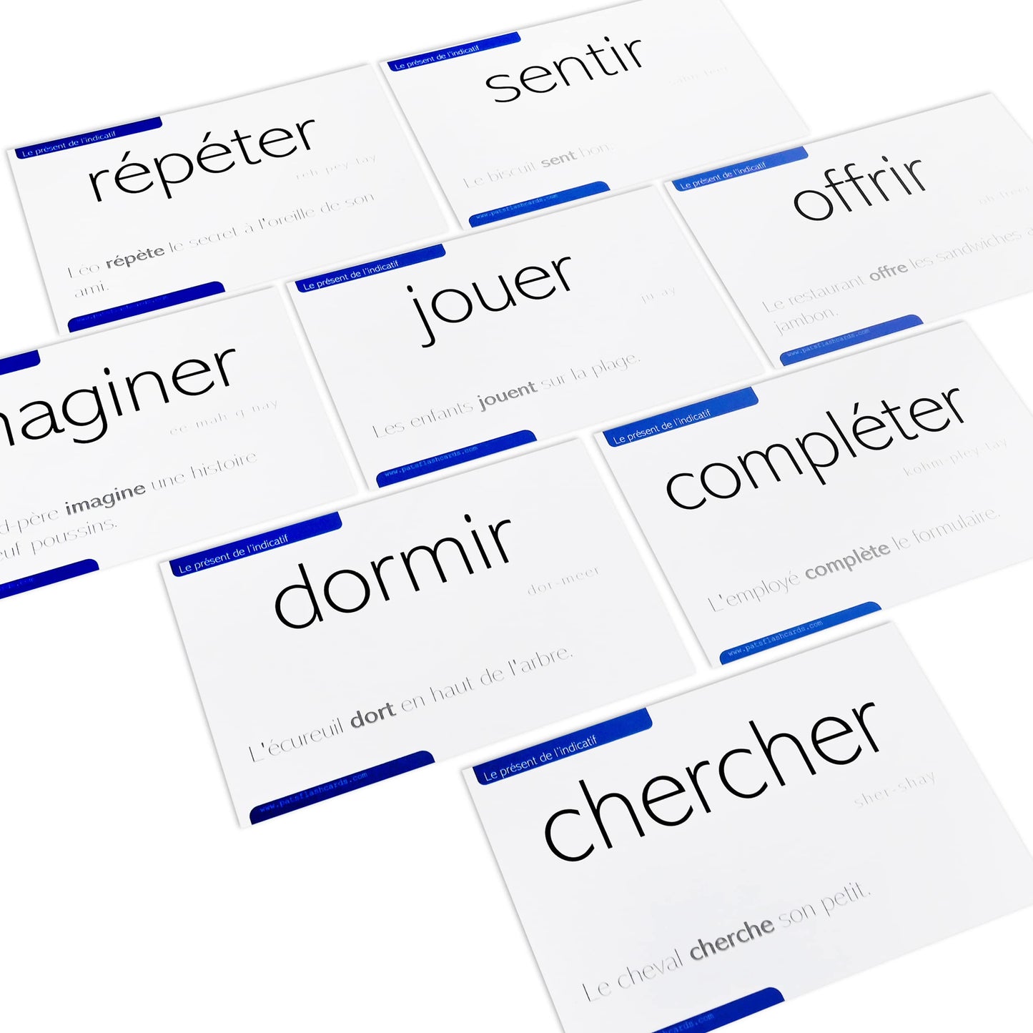200 French Verb Conjugation Present Tense Flash Cards - Full Examples in Both French and English
