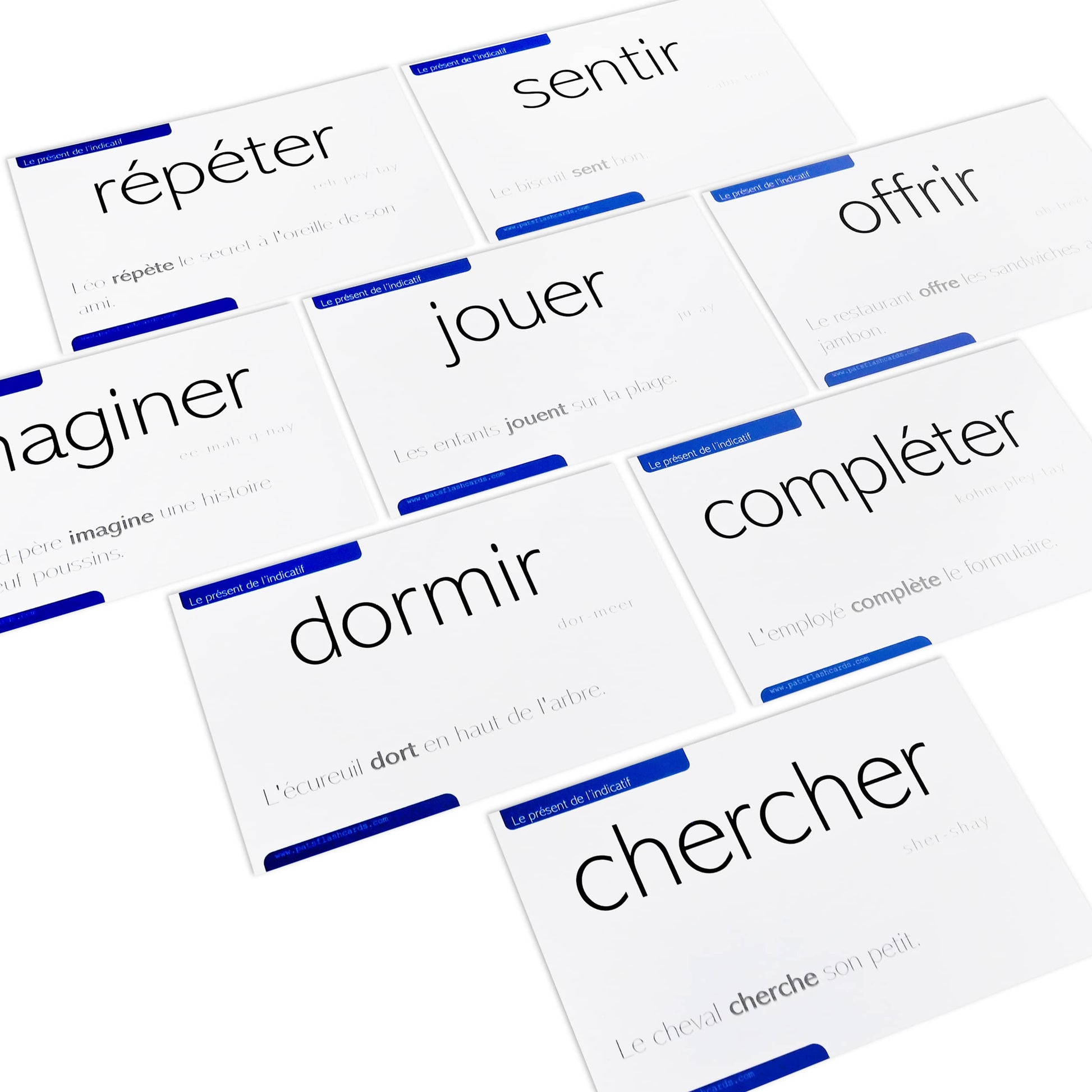 200 French Verb Conjugation Present Tense Flash Cards - Full Examples in Both French and English