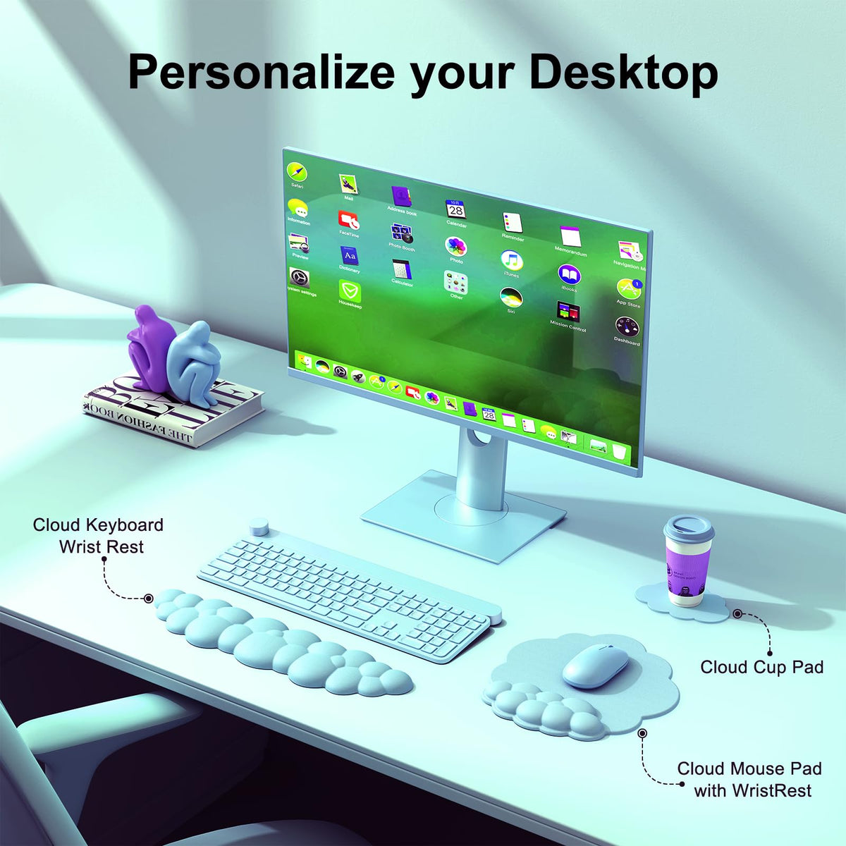 MOKURU Cloud Mouse Pad with Wrist Rest, Cloud Keyboard Wrist Rest, Mouse Pad Wrist Support