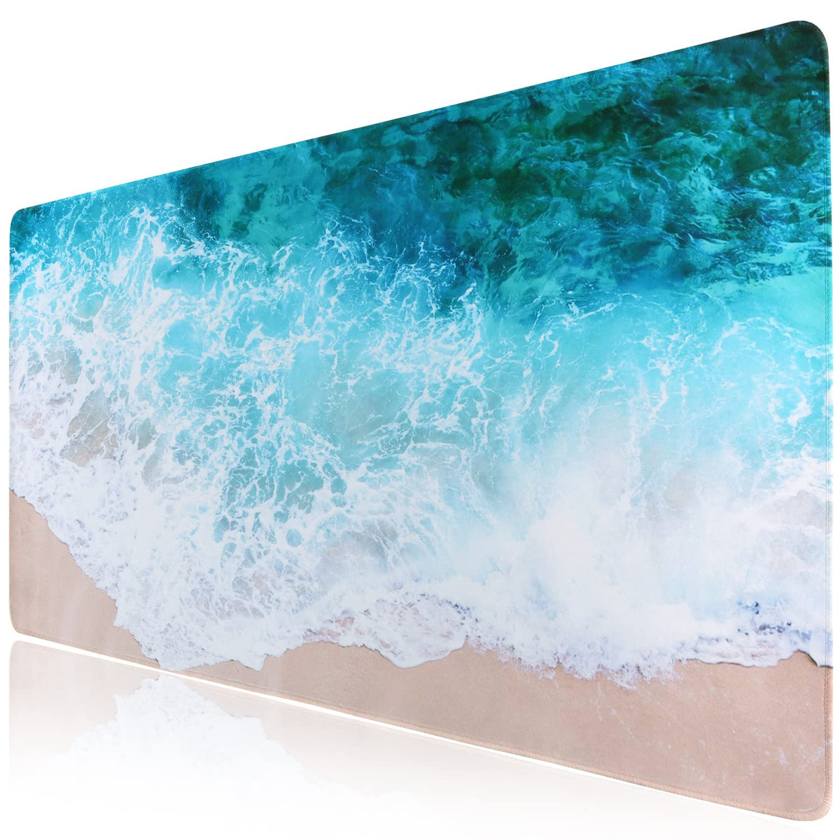 iCasso Extended Gaming Mouse Pad,35.4 x 15.7in Desk Pad,Beach
