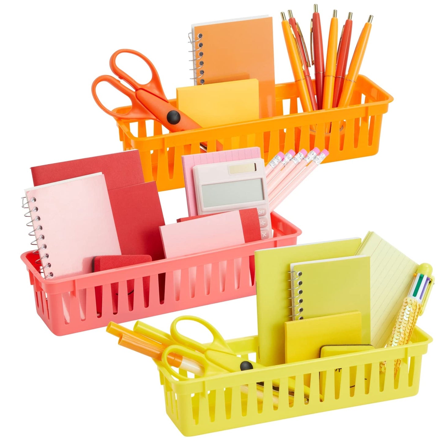 Juvale Plastic Pencil Holder for Classroom - 12-Pack, Multicolor, Slim Rectangular for Classroom
