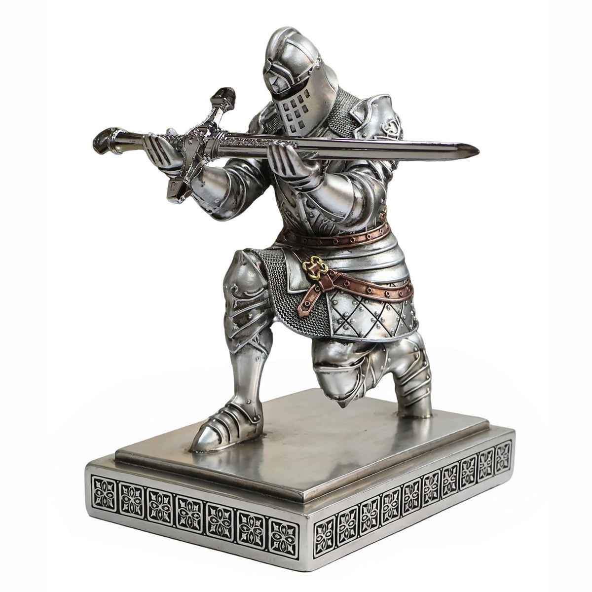 King's Guard Knight Pen Holder with a Letter Opener Desk Organizers Silver