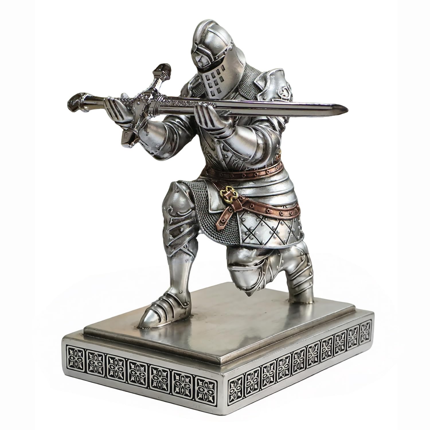 King's Guard Knight Pen Holder with a Letter Opener Desk Organizers Silver